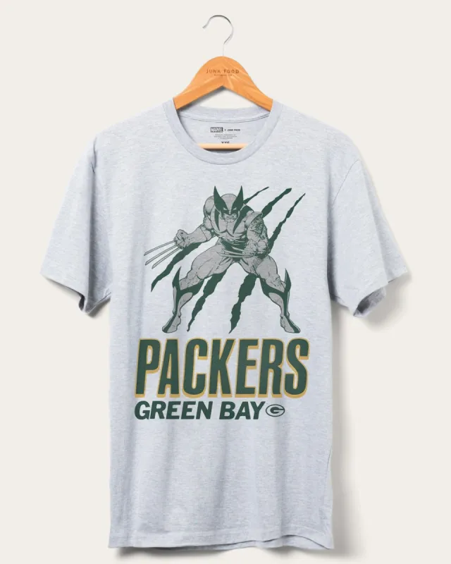 Packers Marvel Wolverine Slash Tee sold by Junk Food Clothing