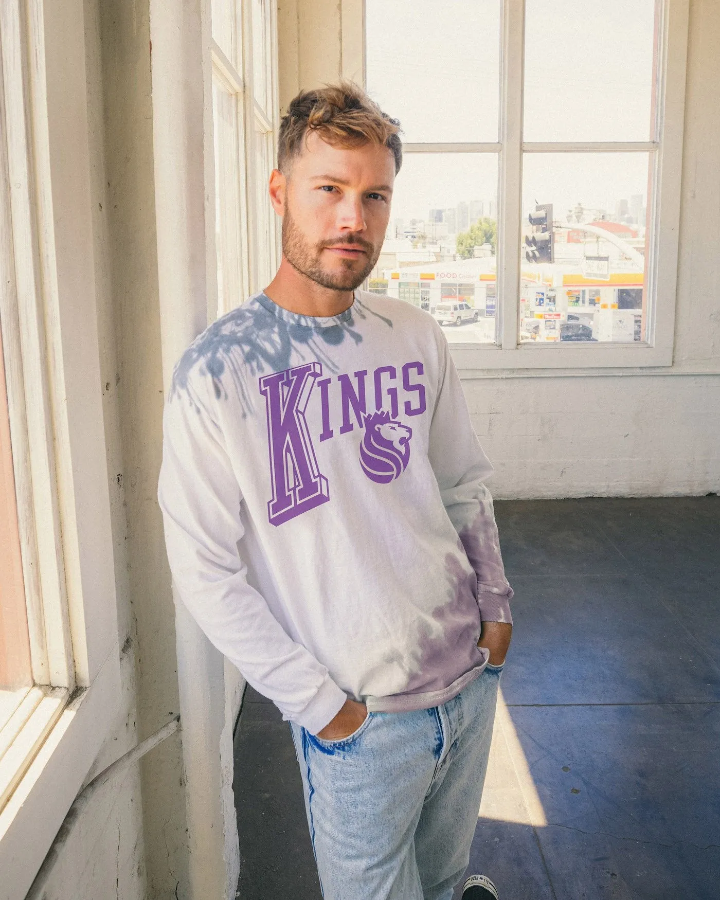 NBA Sacramento Kings Tie Dye Flea Market Long Sleeve Tee sold by Junk Food Clothing product image thumbnail 2