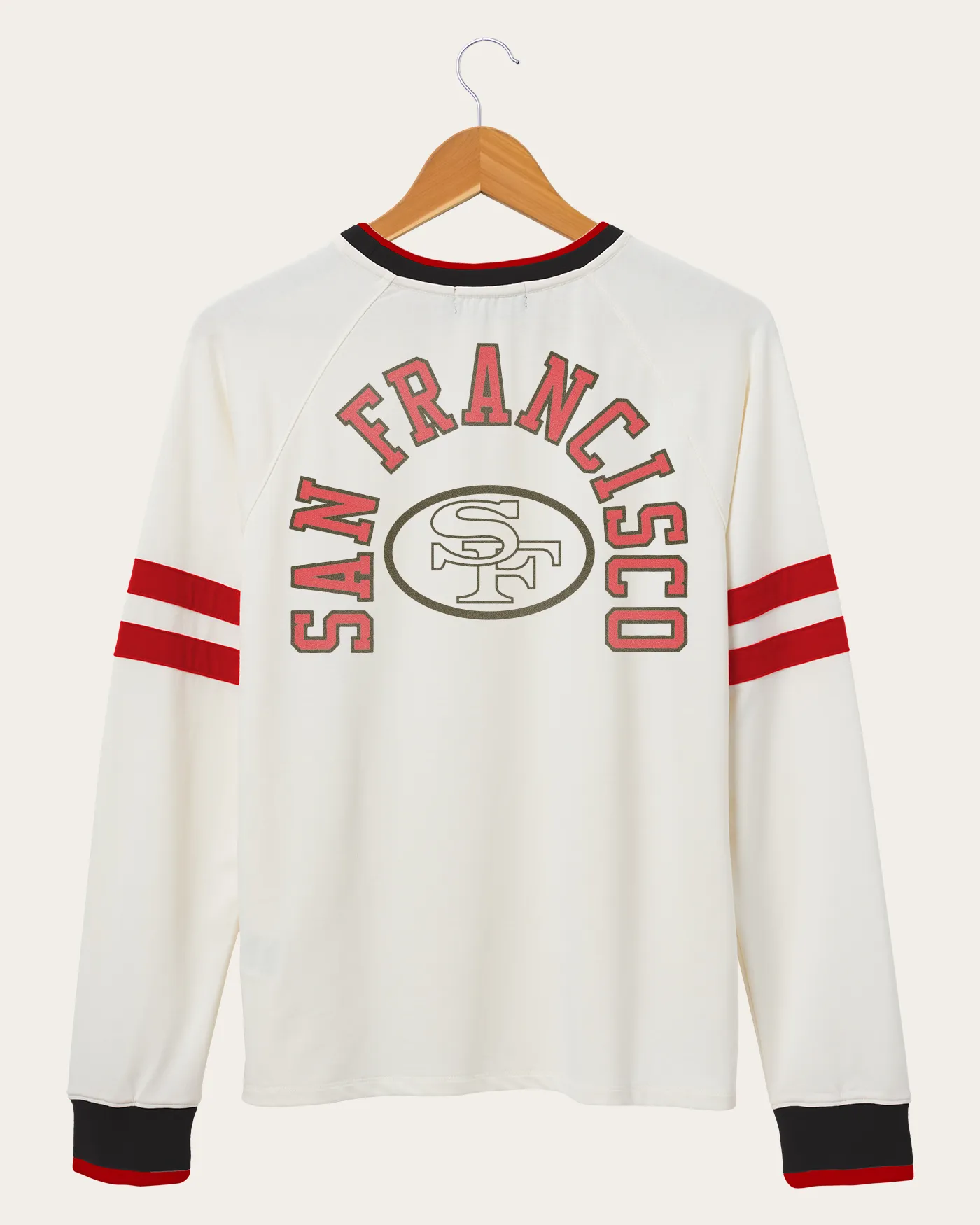 Women's NFL San Francisco 49ers Long Sleeve Football Crew sold by Junk Food Clothing product image thumbnail 3