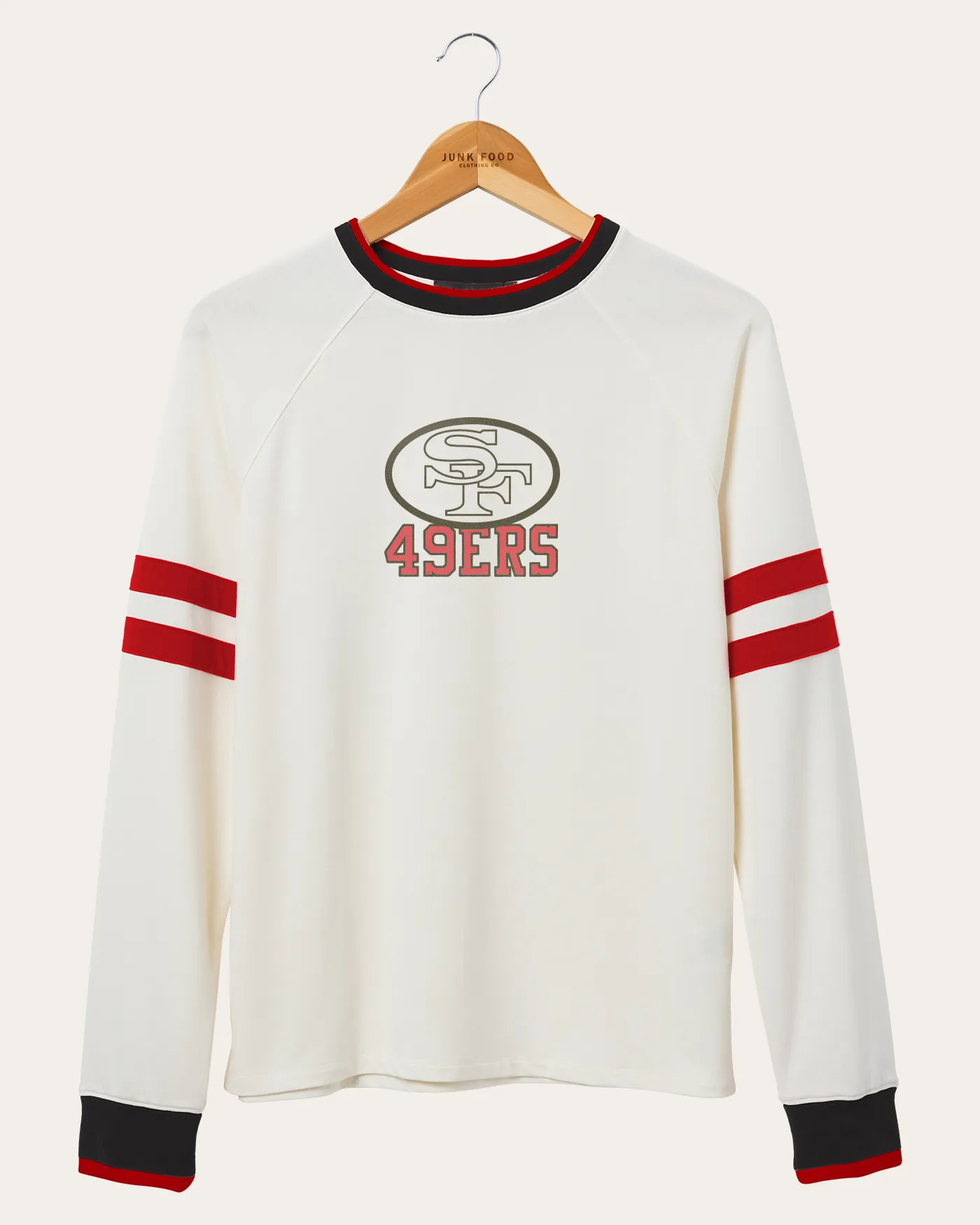 Women's NFL San Francisco 49ers Long Sleeve Football Crew sold by Junk Food Clothing