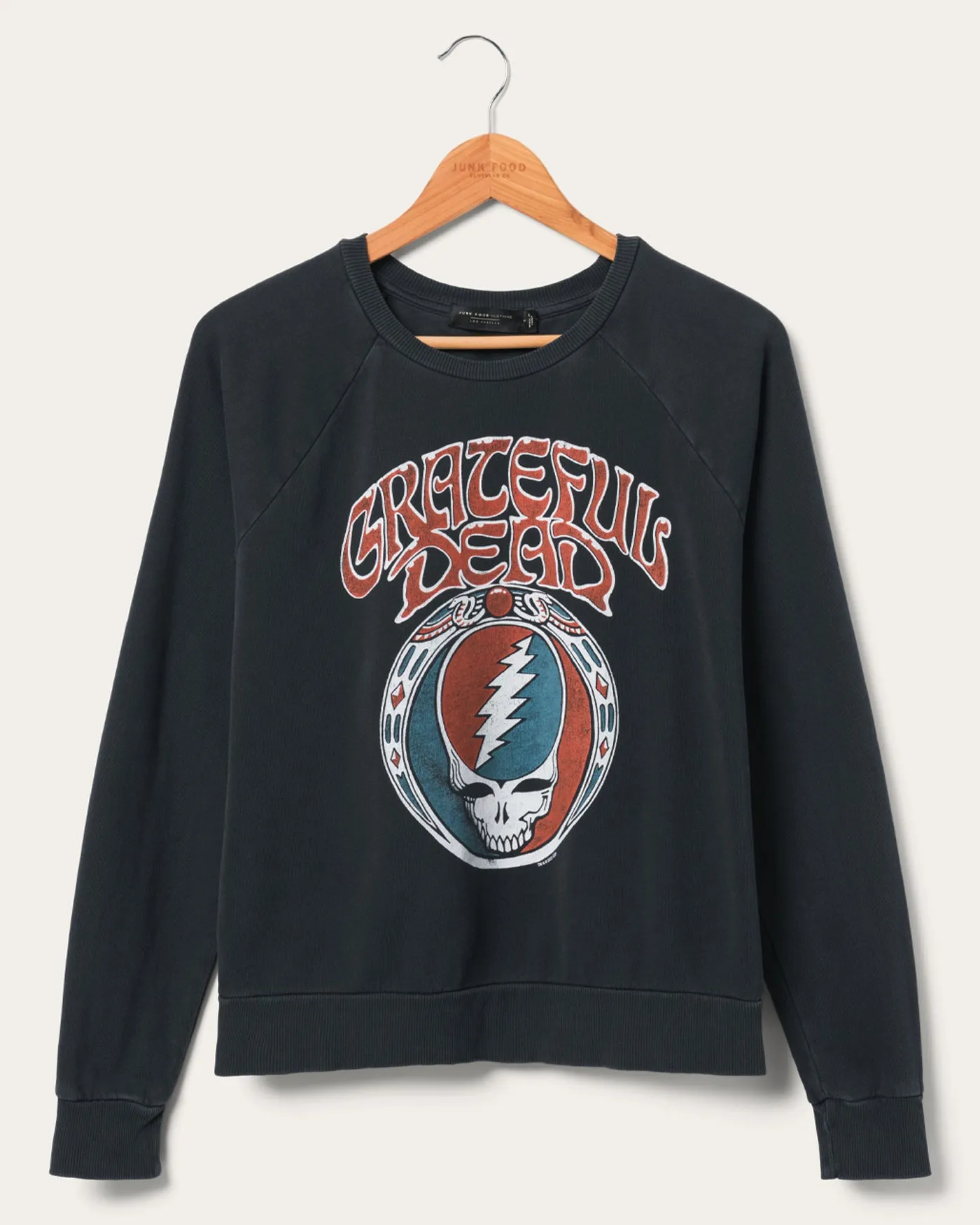 Women's Grateful Dead Skull Vintage Raglan Pullover sold by Junk Food Clothing