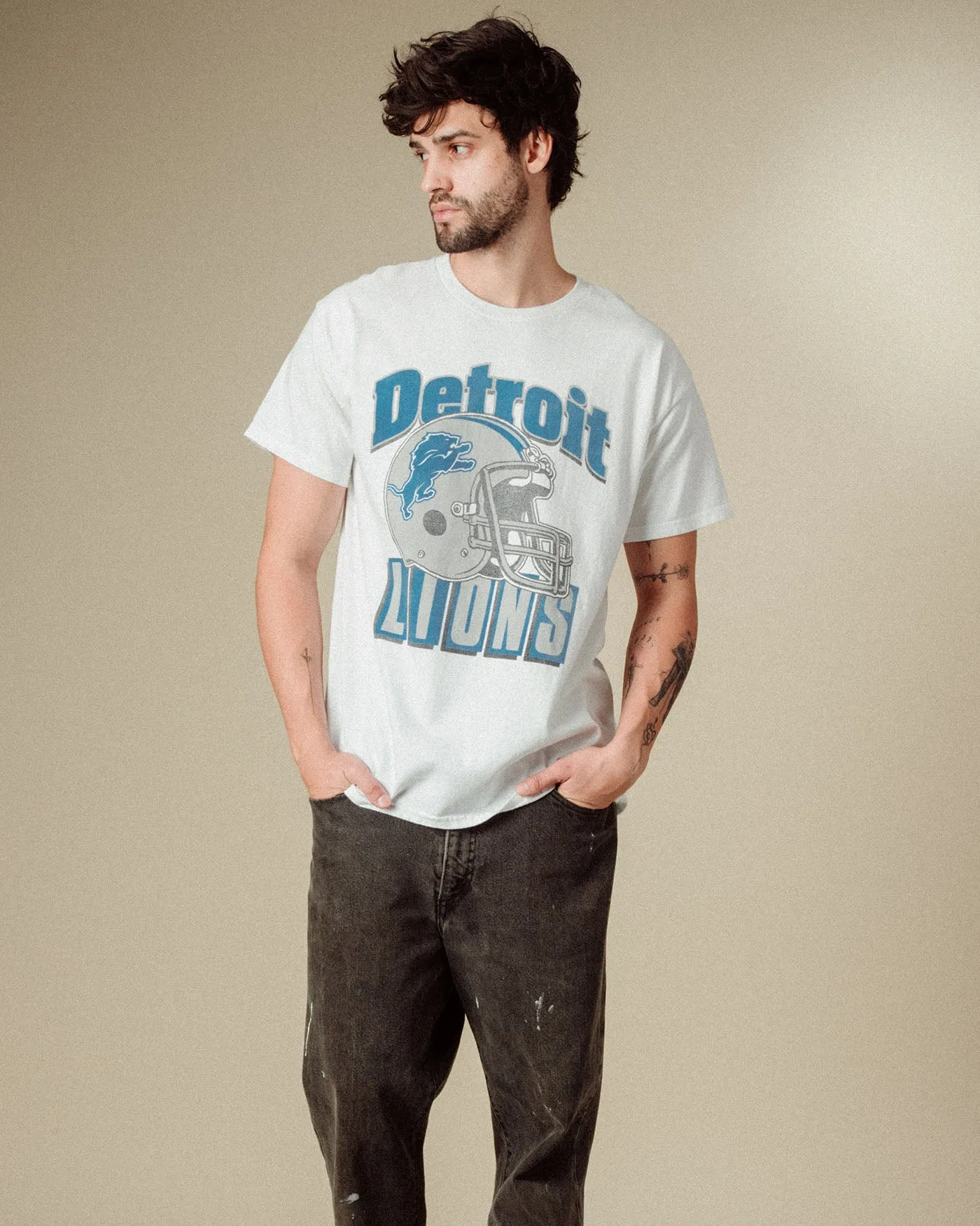 Detroit Lions Throwback Helmet Flea Market Tee sold by Junk Food Clothing product image thumbnail 2