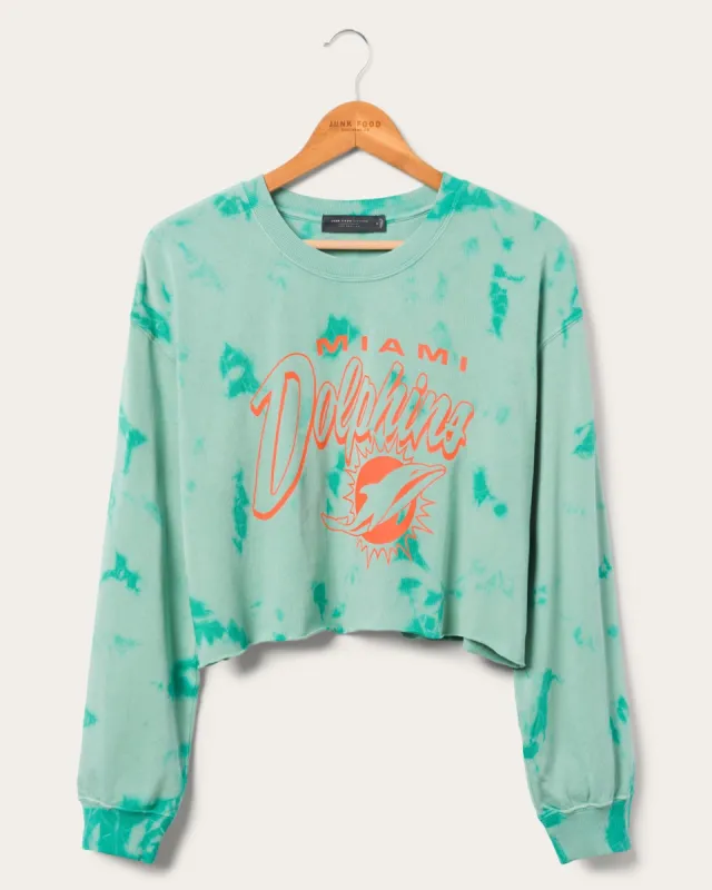Women's Miami Dolphins Long Sleeve Loose Knit Crop sold by Junk Food Clothing