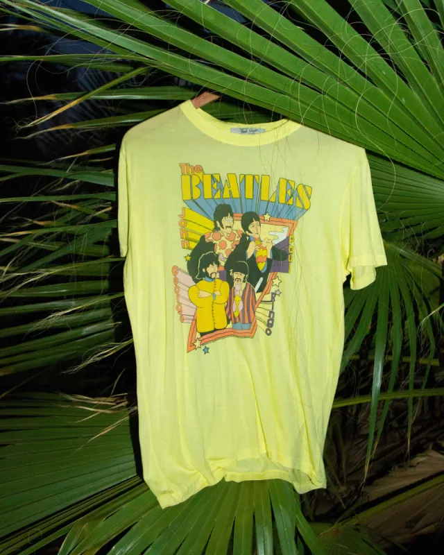 Women's The Beatles Neon Cartoon Vintage Tissue Tee sold by Junk Food Clothing