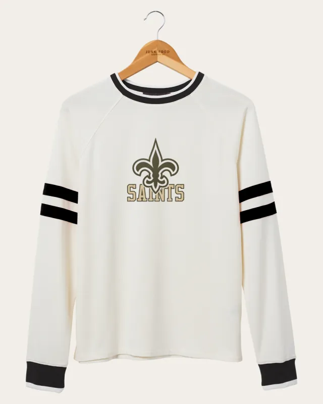 Women's NFL New Orleans Saints Long Sleeve Football Crew sold by Junk Food Clothing