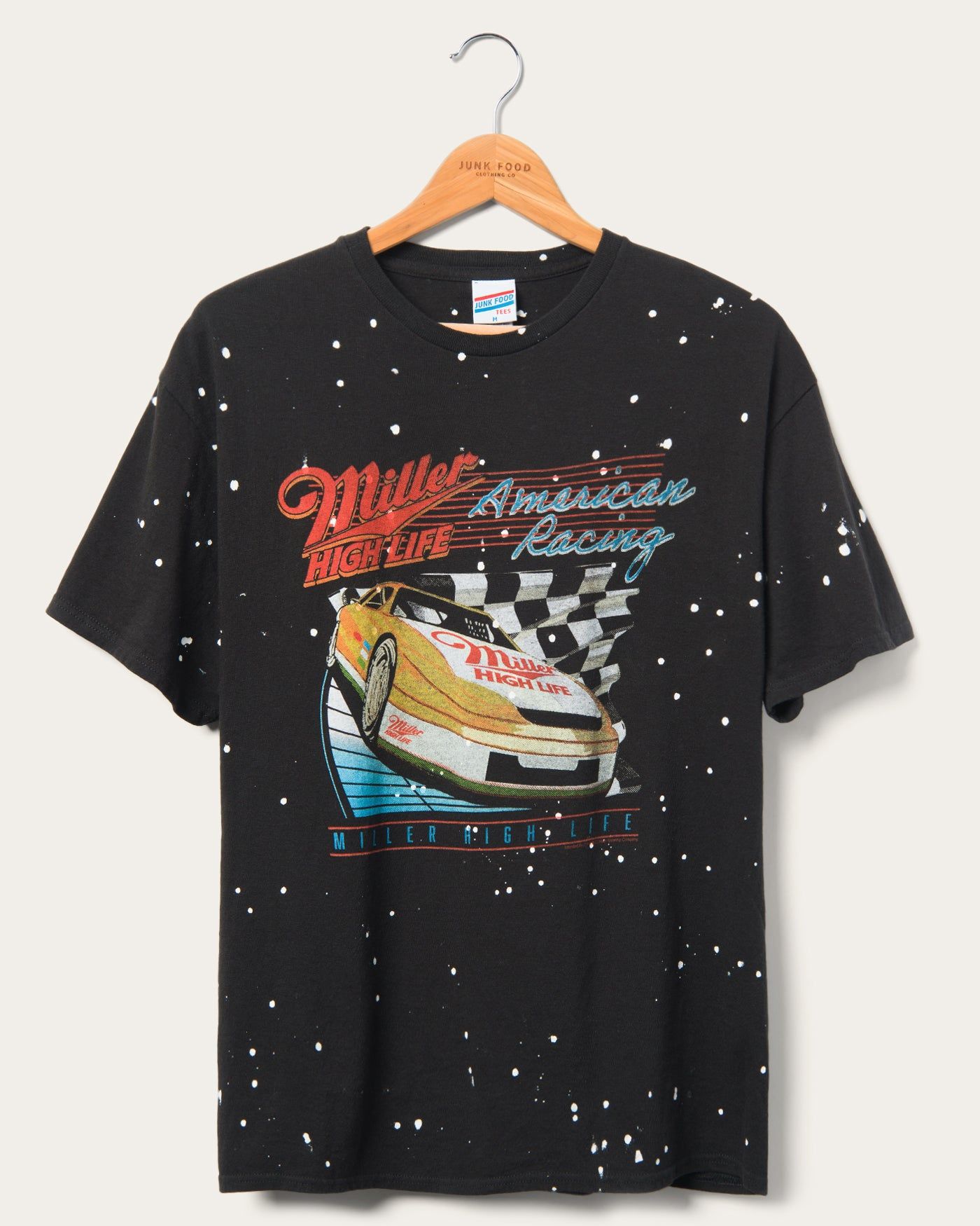Miller High Life Racing Splatter Flea Market Tee sold by Junk Food Clothing