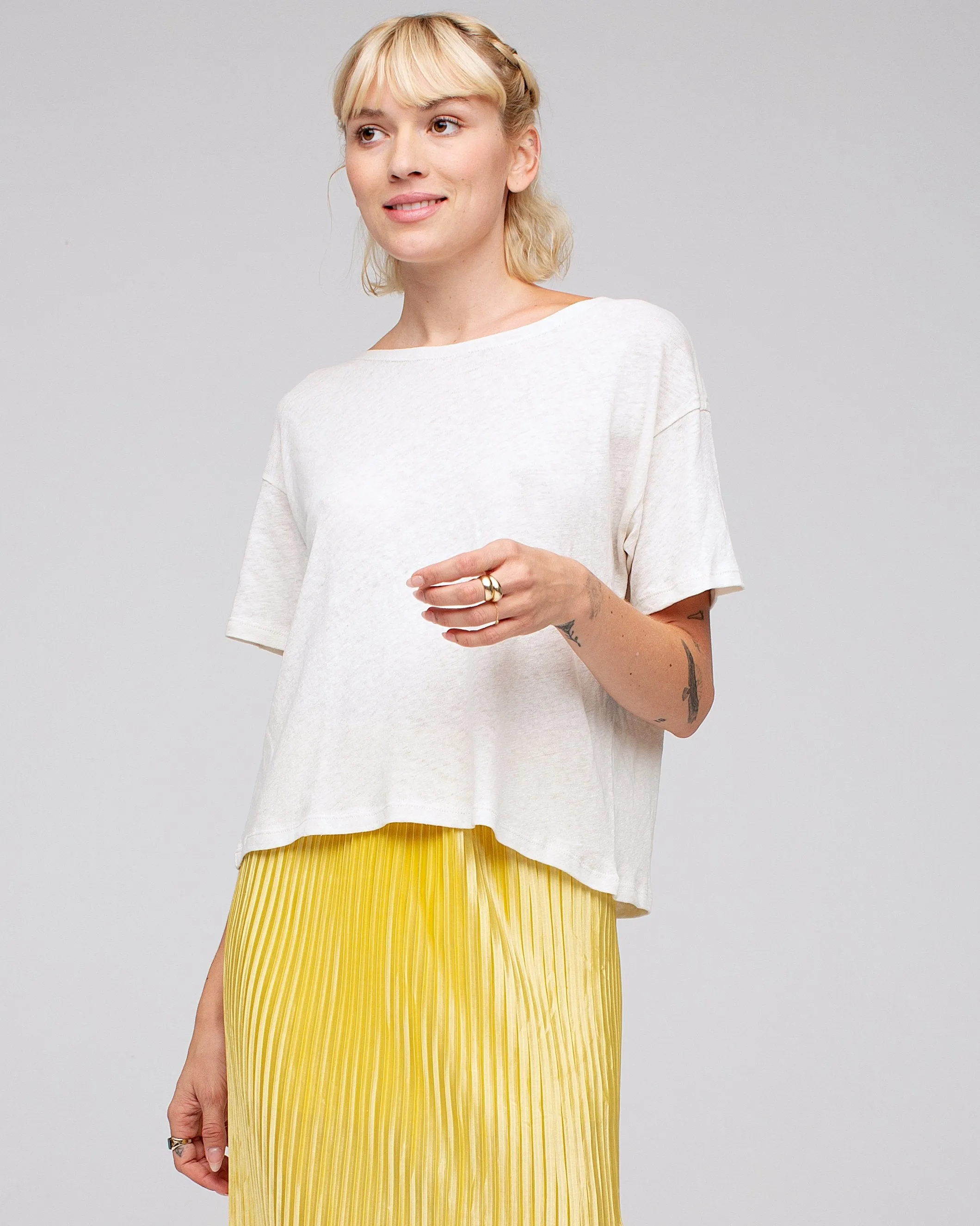 Women's Linen Crop Tee sold by Junk Food Clothing