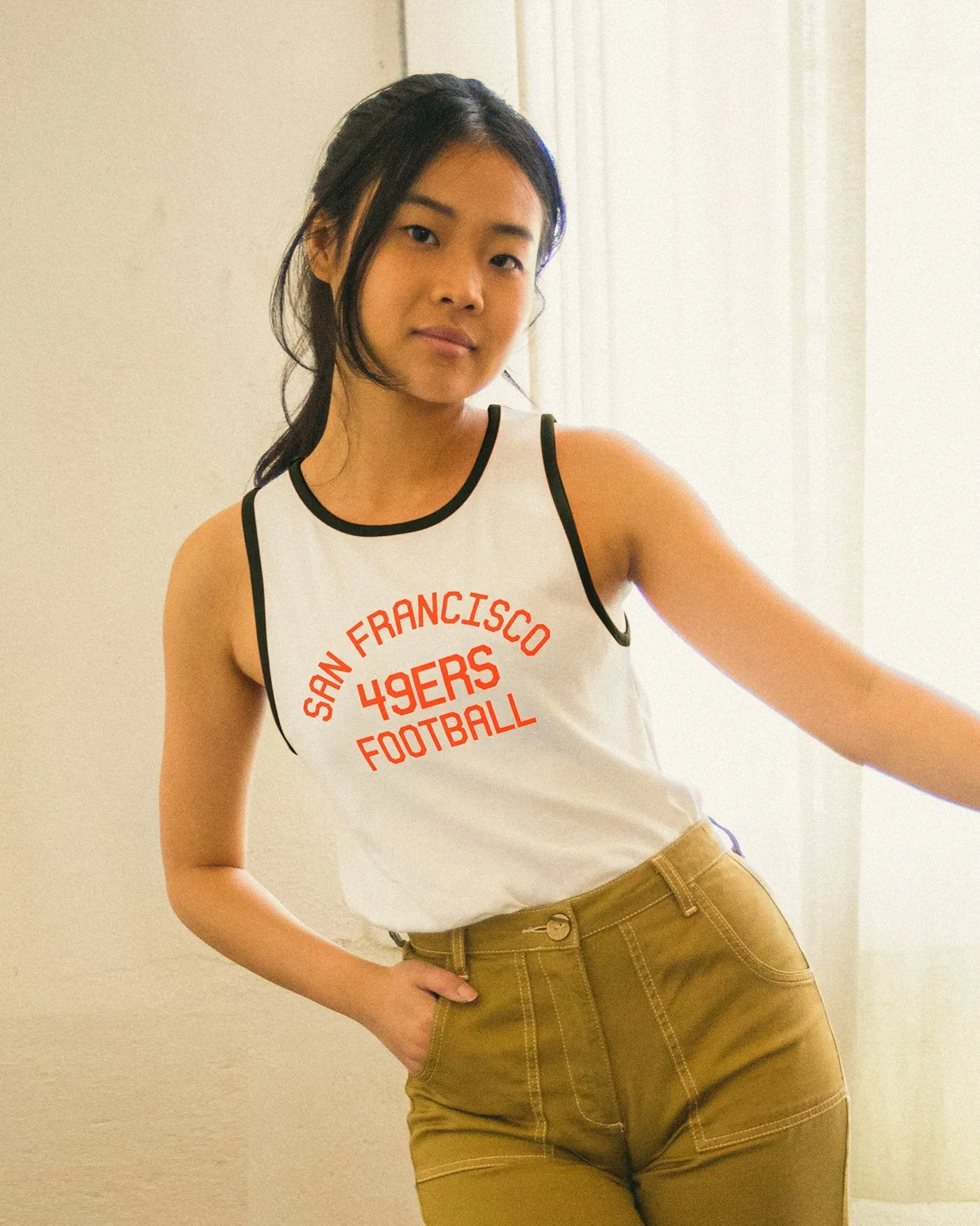 Women's NFL San Francisco 49ers Pop Binding Rib Tank sold by Junk Food Clothing product image thumbnail 2