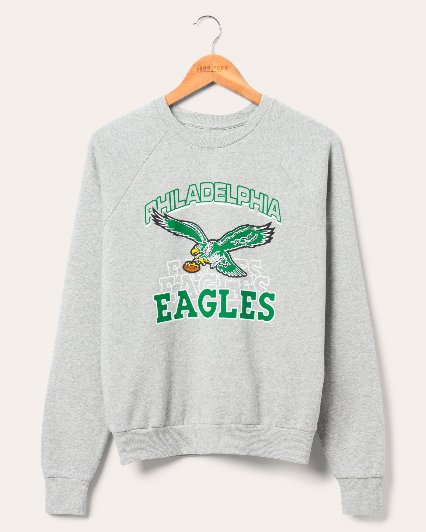 Women's Eagles Repeat Raglan Crew sold by Junk Food Clothing