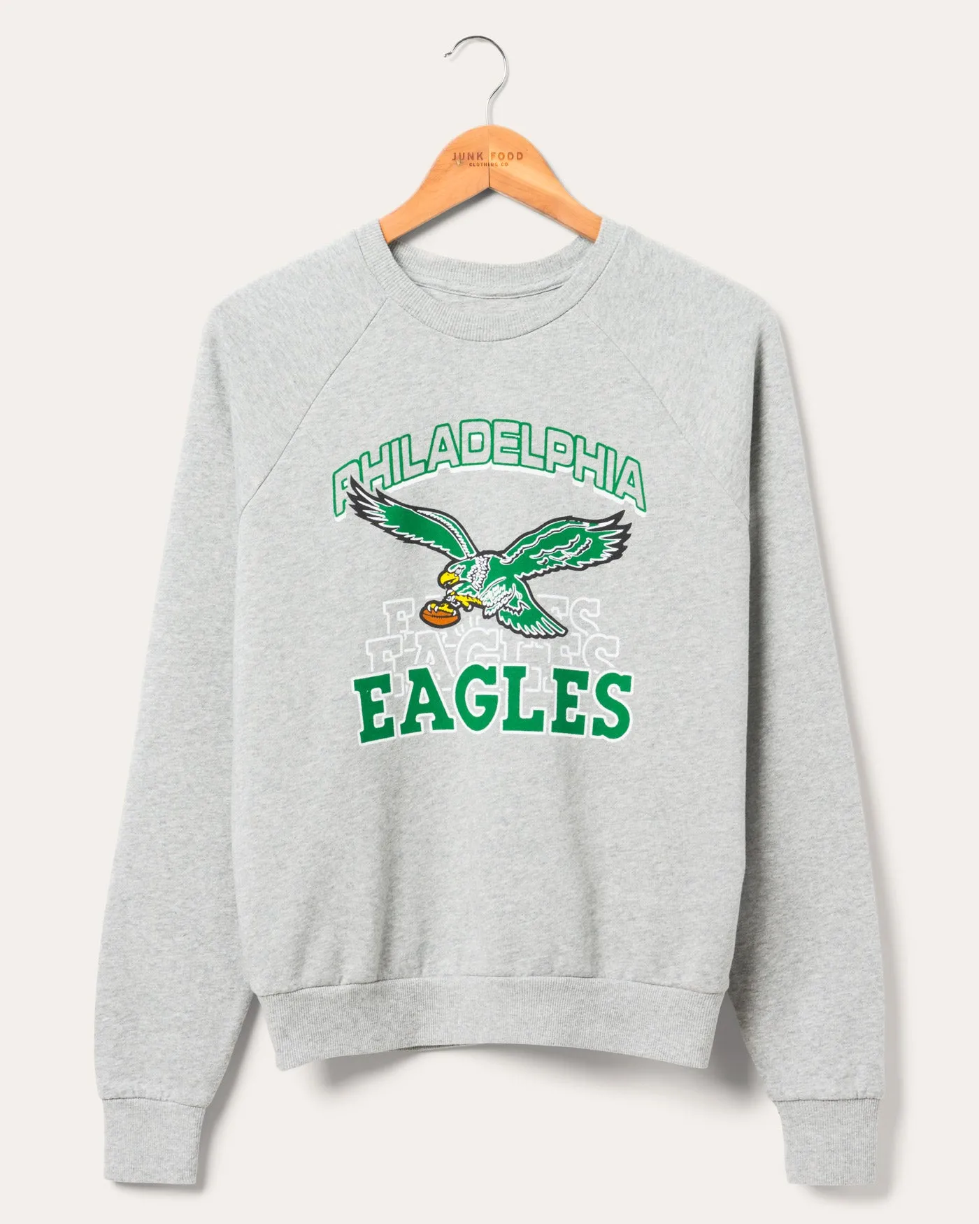 Women's Philadelphia Eagles Repeat Vintage Raglan Pullover sold by Junk Food Clothing
