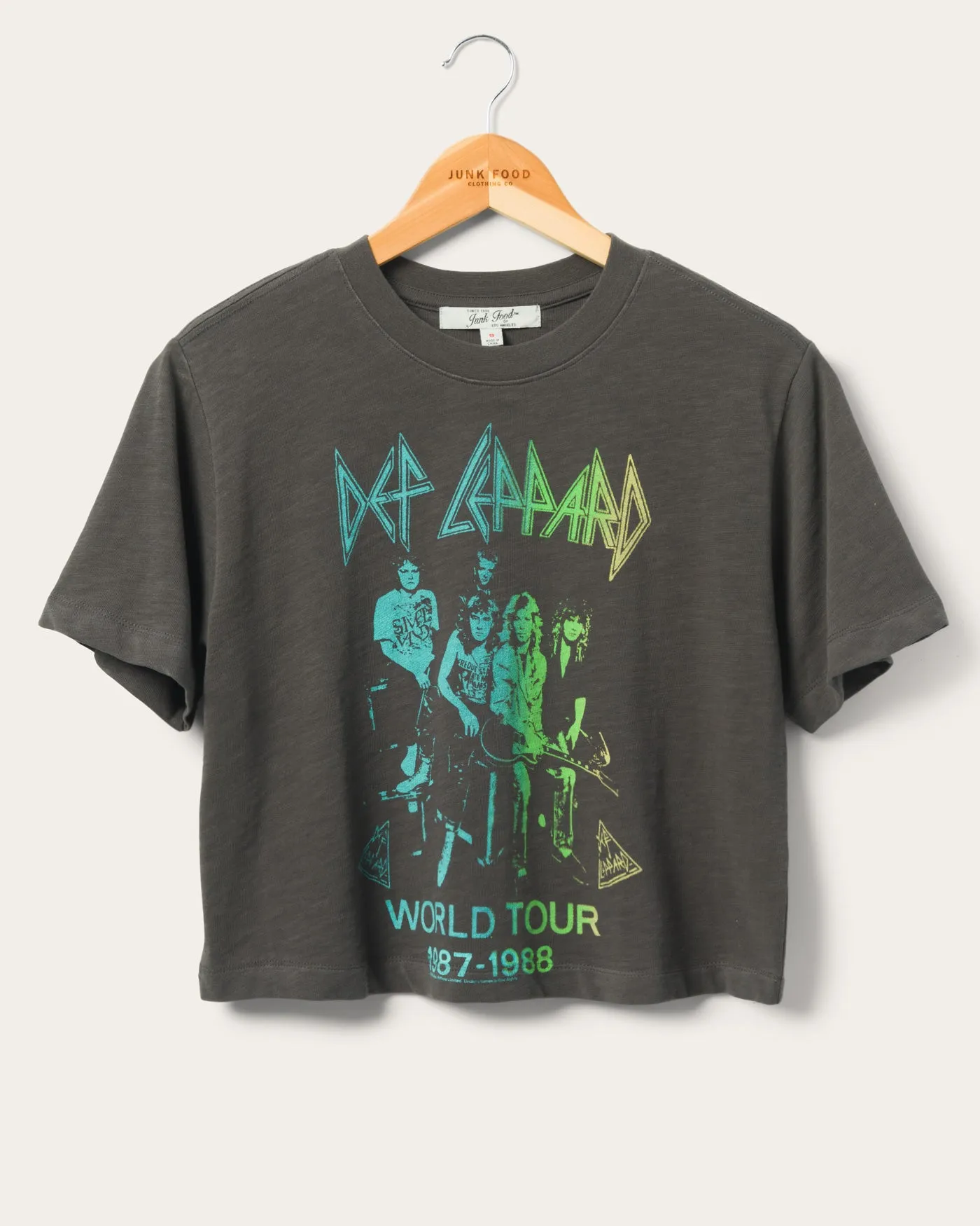 WOMENS DEF LEPPARD WORLD TOUR CROP SLUB TEE sold by Junk Food Clothing