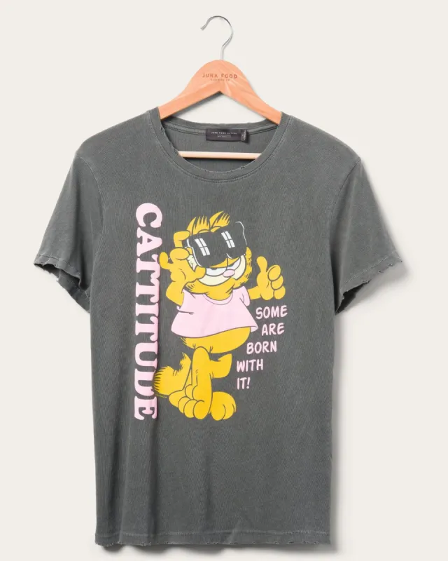 Women's Garfield Cattitude Vintage Tee sold by Junk Food Clothing
