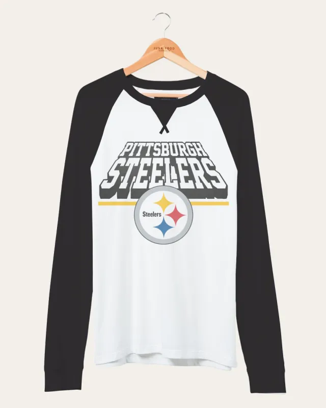 NFL Pittsburgh Steelers Colorblock Long Sleeve Raglan sold by Junk Food Clothing