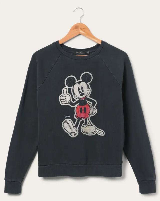 Women's Mickey Thumbs Up Raglan Crew Fleece sold by Junk Food Clothing