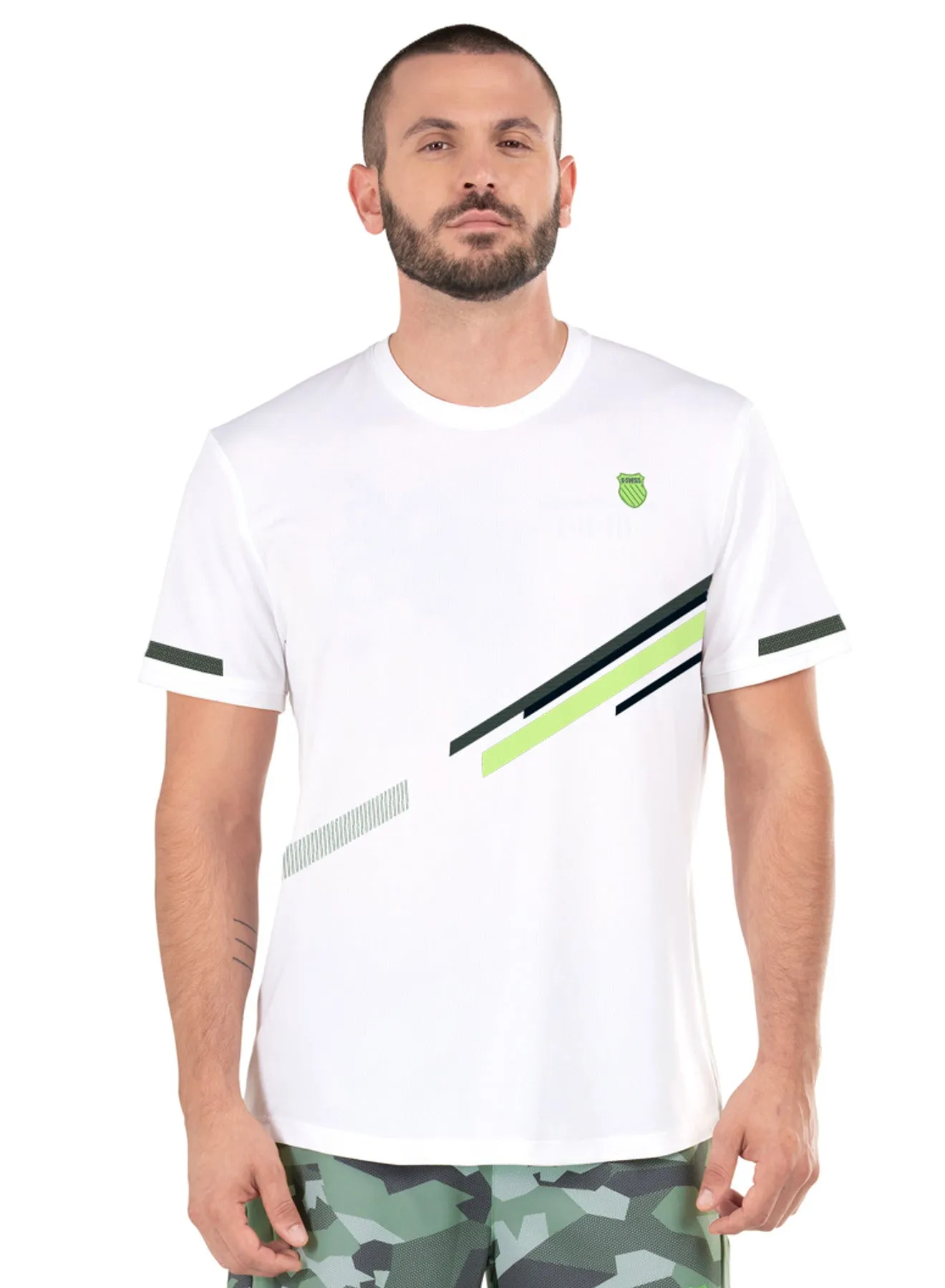 109100-100 | DYNAMIC STRIPE S/S | WHITE sold by K-Swiss