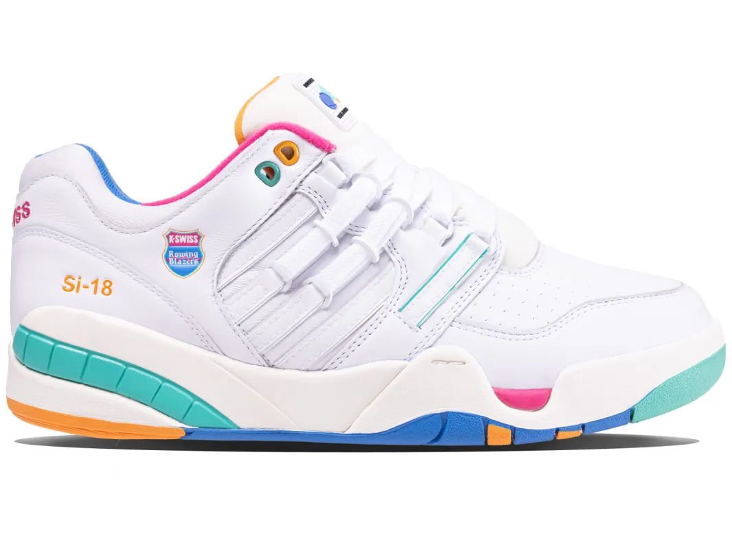 07911-191-M | ROWING BLAZERS X K-SWISS SI-18 PREMIER | WHITE/FRENCH BLUE/FANDANGO PINK sold by K-Swiss