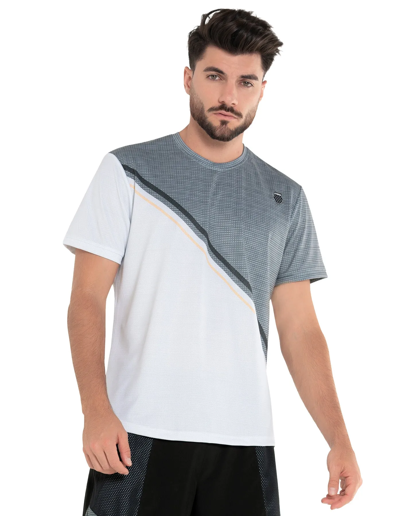 107725-020 | COLOR BLOCK S/S T-SHIRT | GRAY sold by K-Swiss