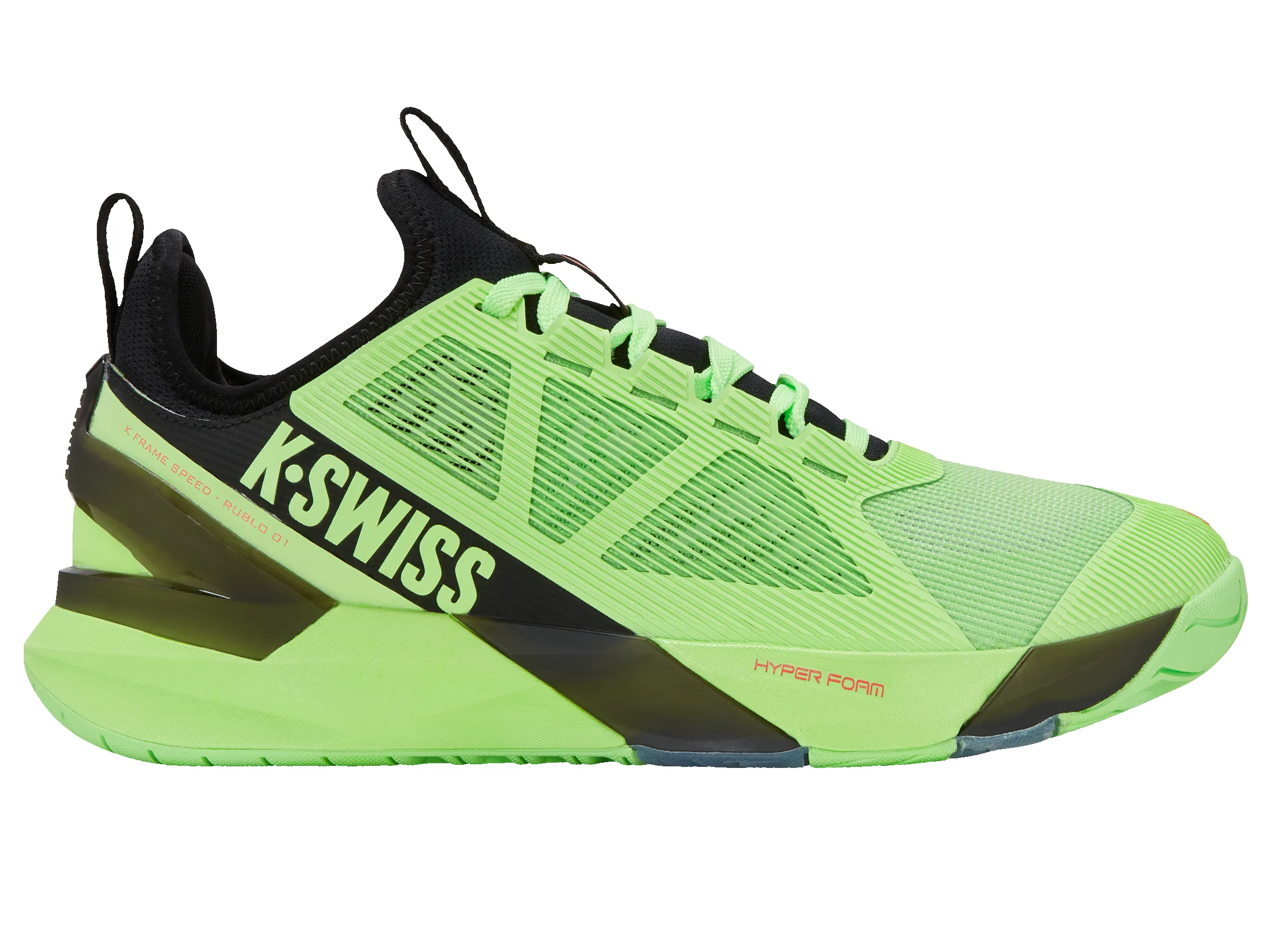 09483-306-M | K-FRAME SPEED RUBLO | SOFT NEON GREEN/BLACK/NEON LAVA sold by K-Swiss