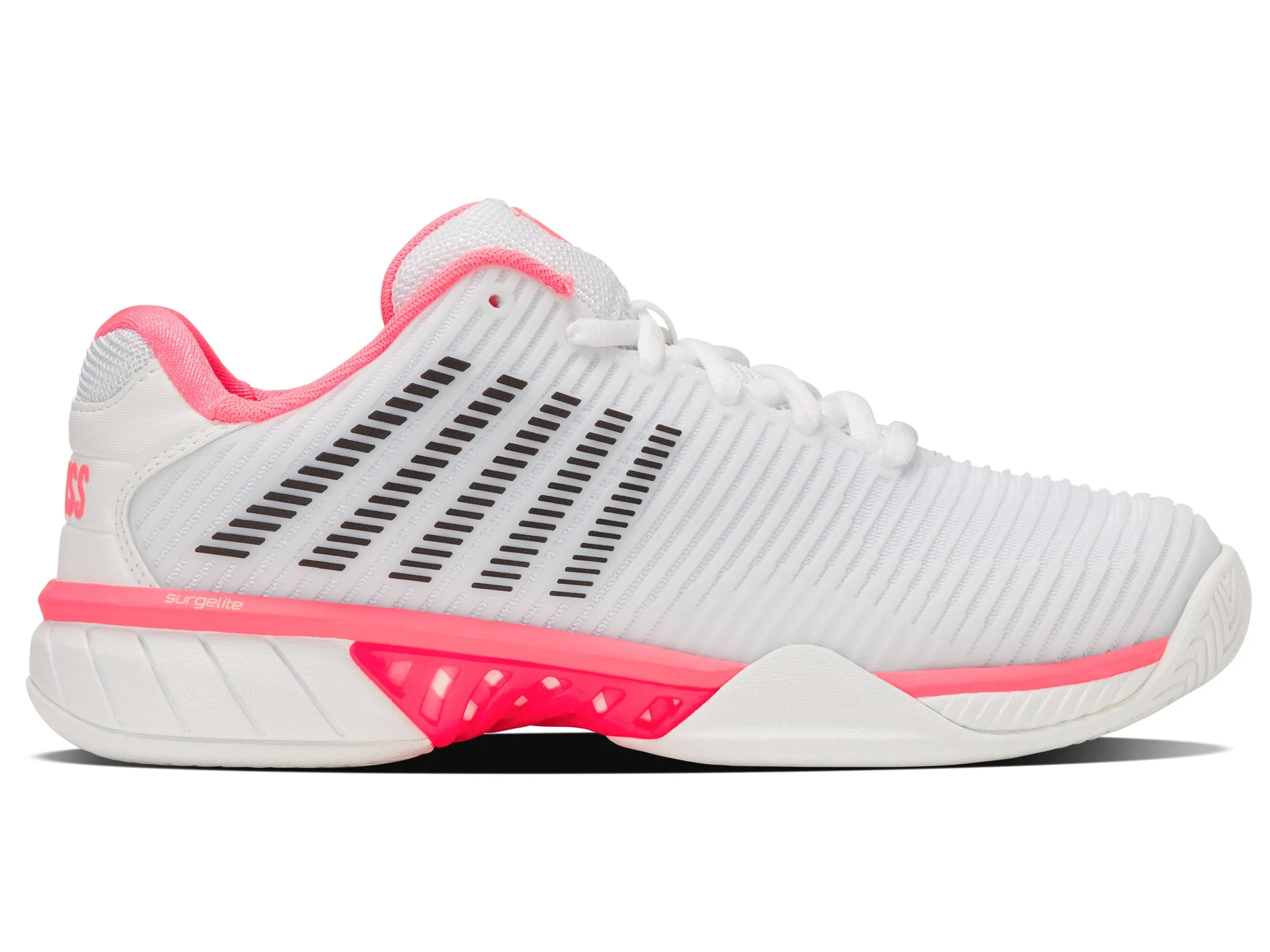 96807-178-W | HYPERCOURT EXPRESS 2-WIDE | WHITE/NEON PASTEL PINK/BLACK sold by K-Swiss