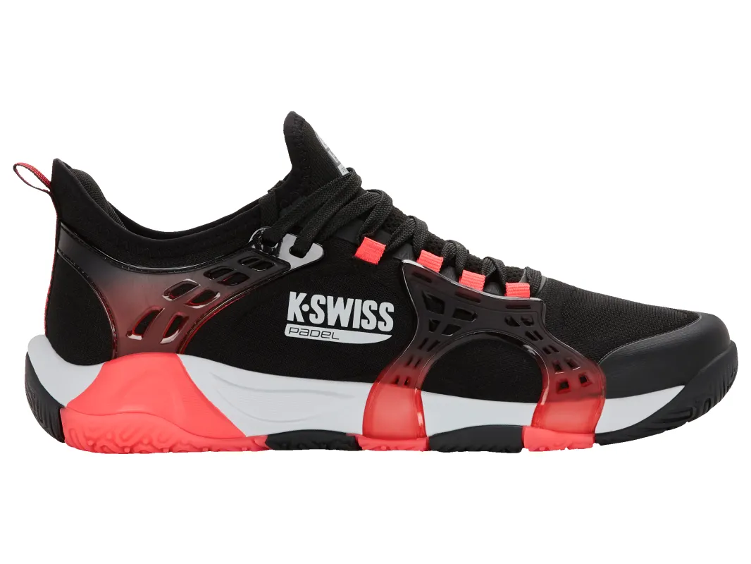 04597-074-M | K-FRAME PADEL | BLACK/MICRO CHIP/NEON LAVA sold by K-Swiss