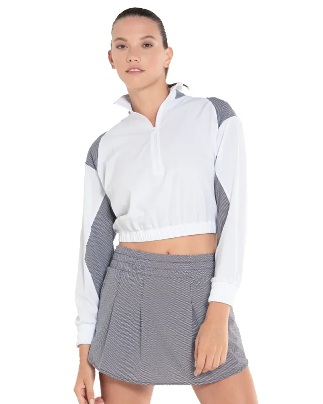 197711-102 | CROP 1/4 ZIP L/S | WHITE/BLACK sold by K-Swiss