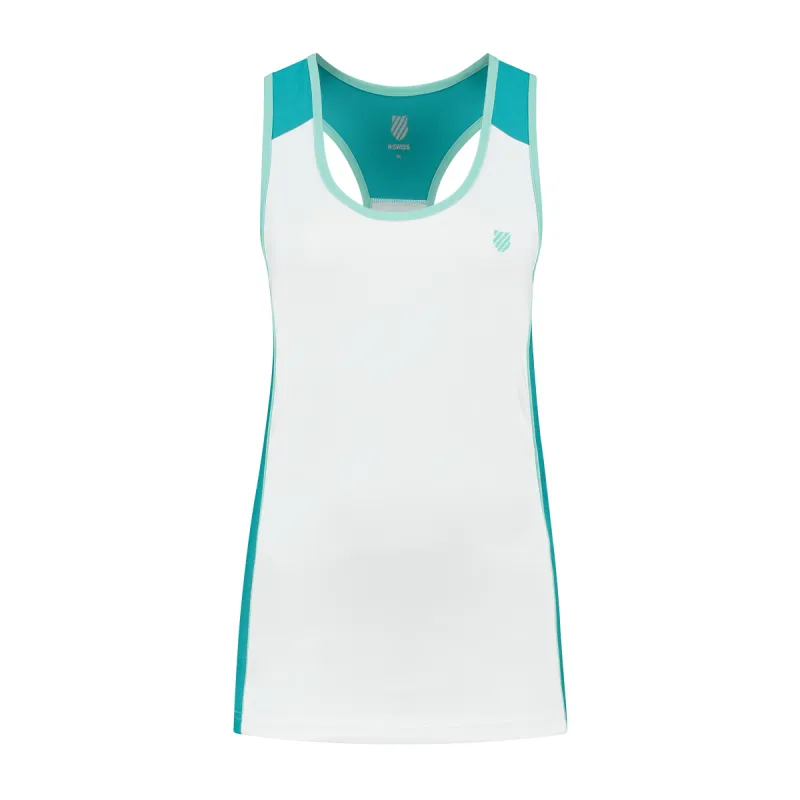 194251-169 | WOMENS HYPERCOURT SPEED TANK | WHITE / ALGIERS BLUE sold by K-Swiss
