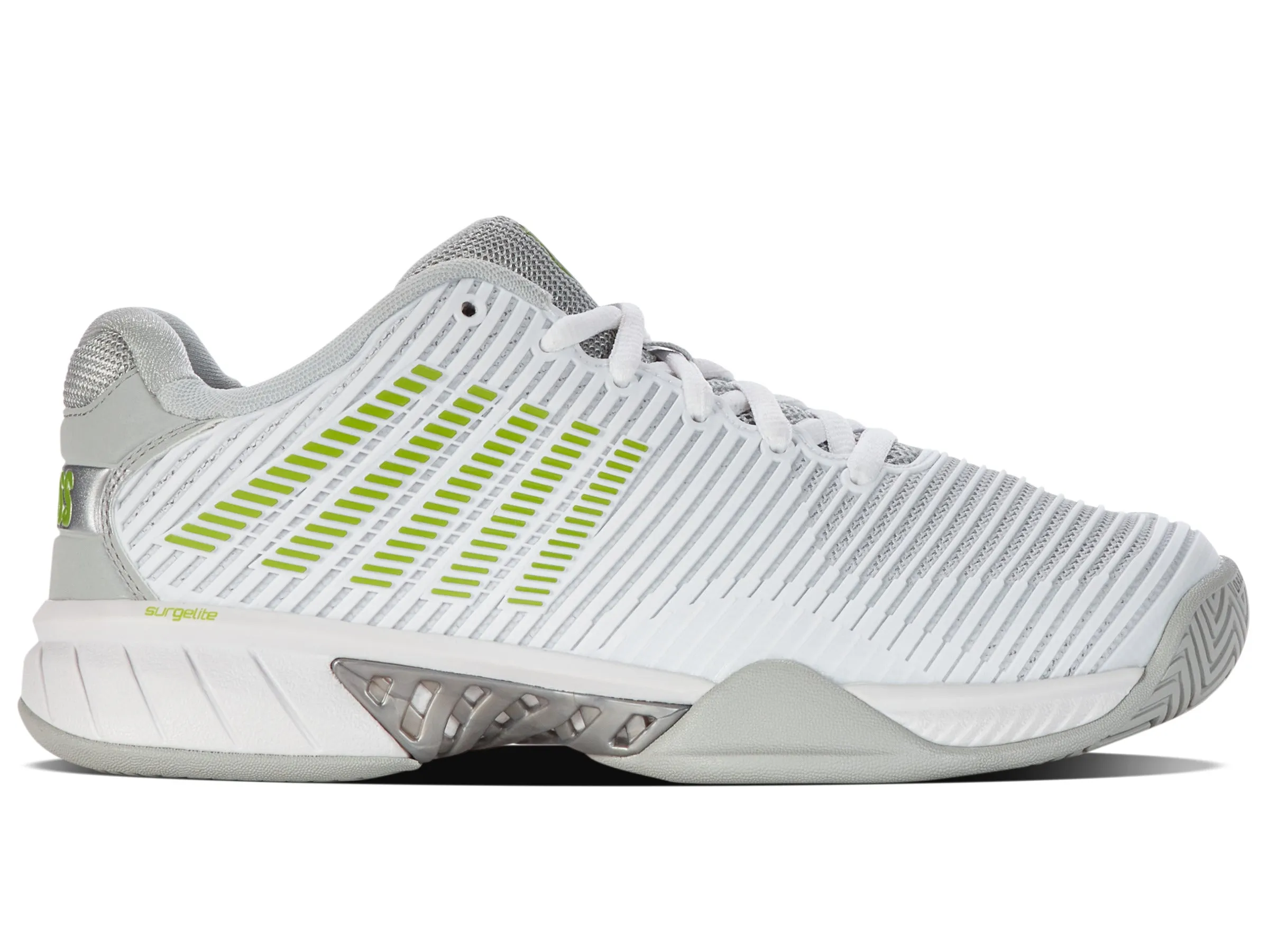 96613-956-M | HYPERCOURT EXPRESS 2 | WHITE/GRAY VIOLET/LIME GREEN sold by K-Swiss