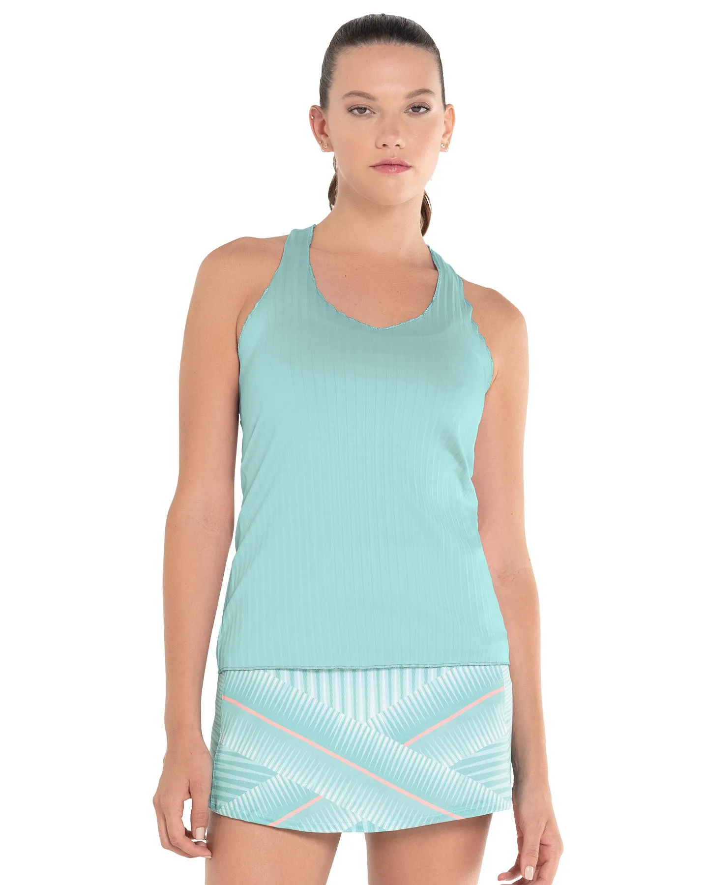 195769-305 | PLEATED V-NECK TANK LUCKY IN LOVE | NILE sold by K-Swiss