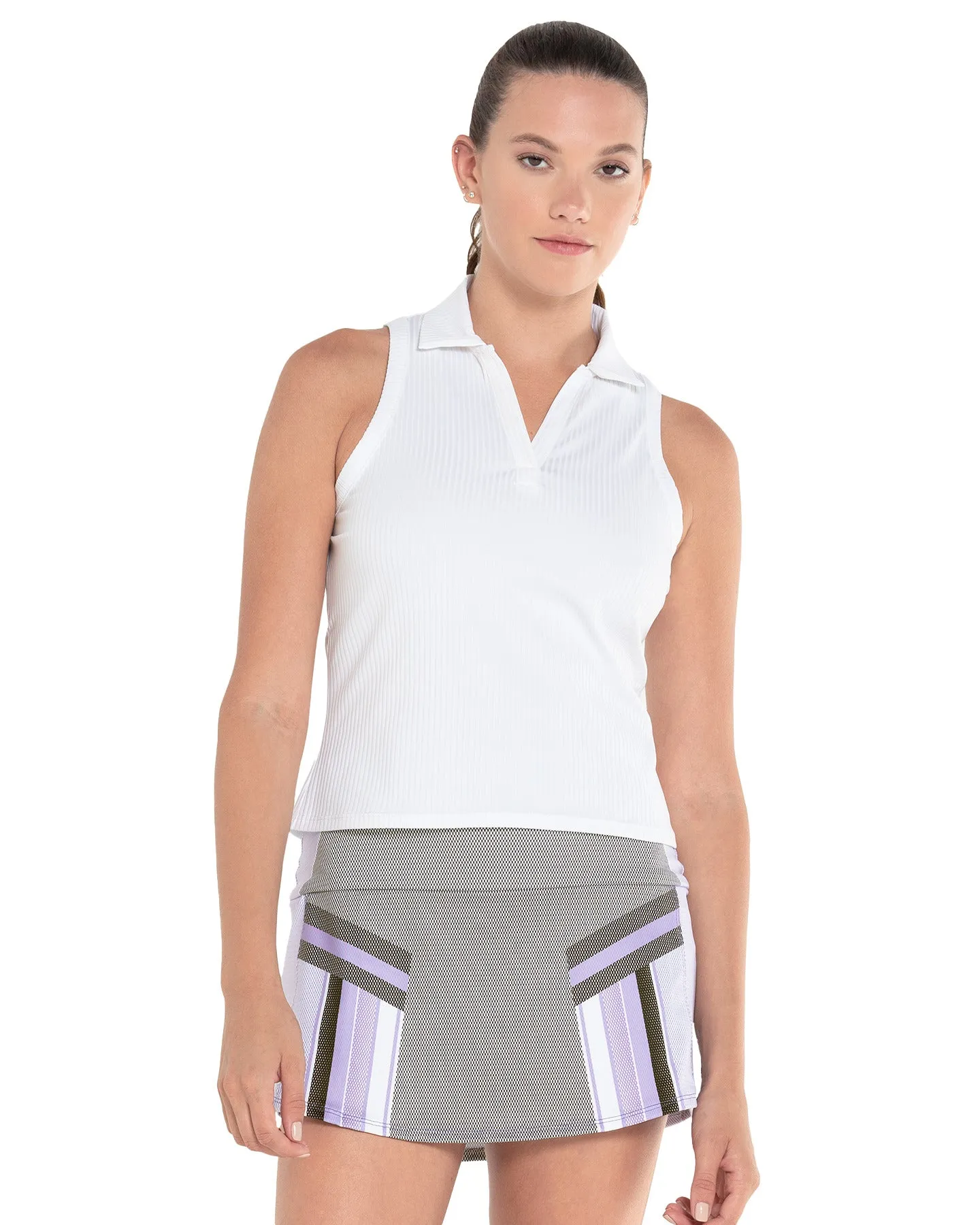 197231-100 | SLEEVELESS RIB POLO | WHITE sold by K-Swiss