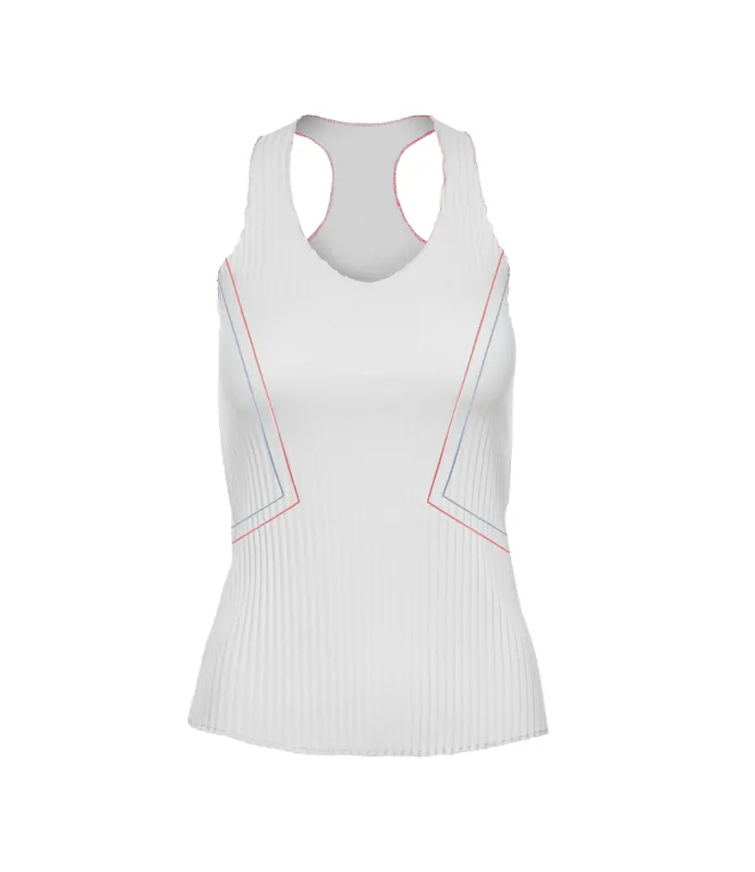 196050-100 | PLEATED V-NECK TANK | WHITE sold by K-Swiss