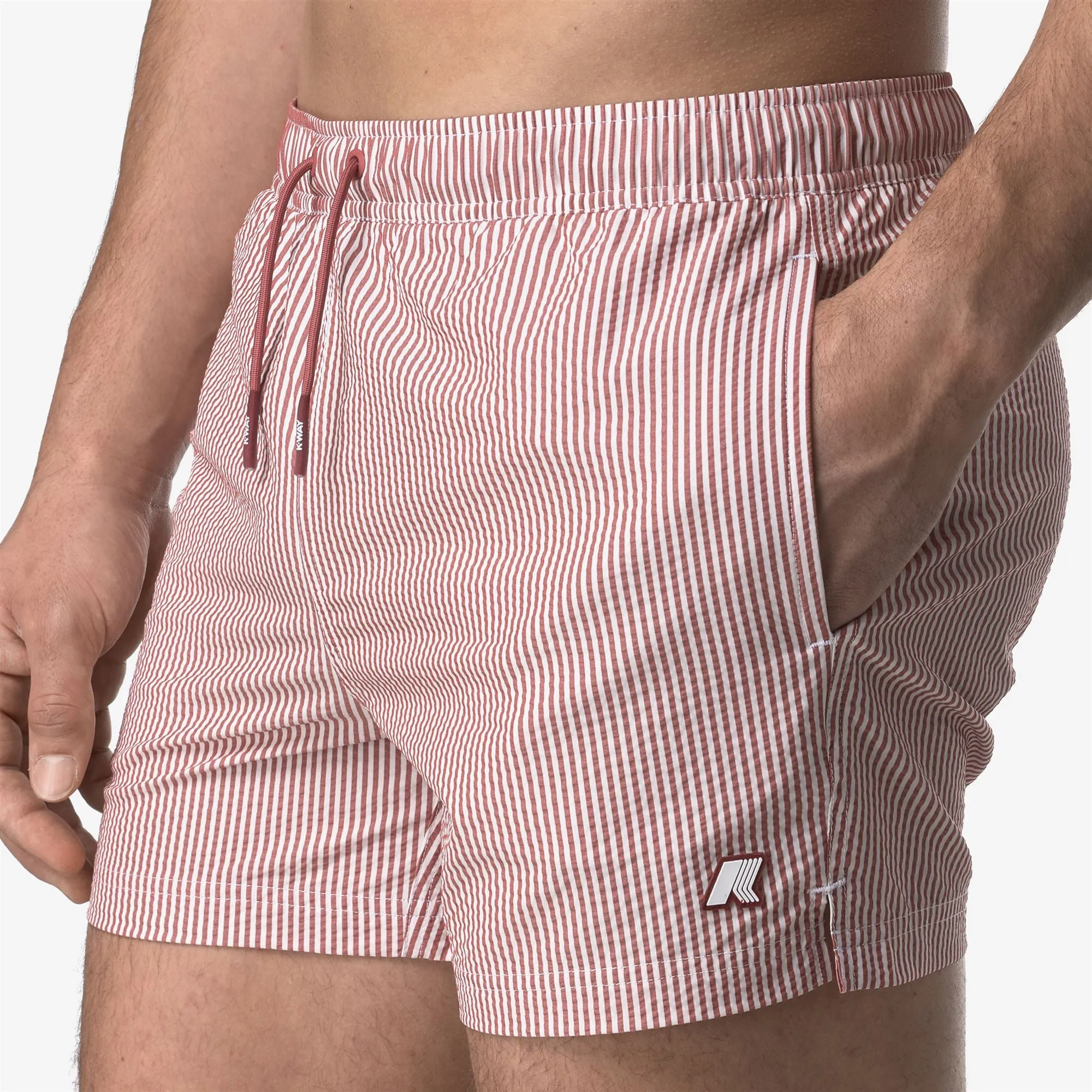 HAZEL MID STRIPES BEACH - Bathing Suits - Swimming Trunks - MAN - WHITE-RED BROWNISH sold by K-Way product image thumbnail 2