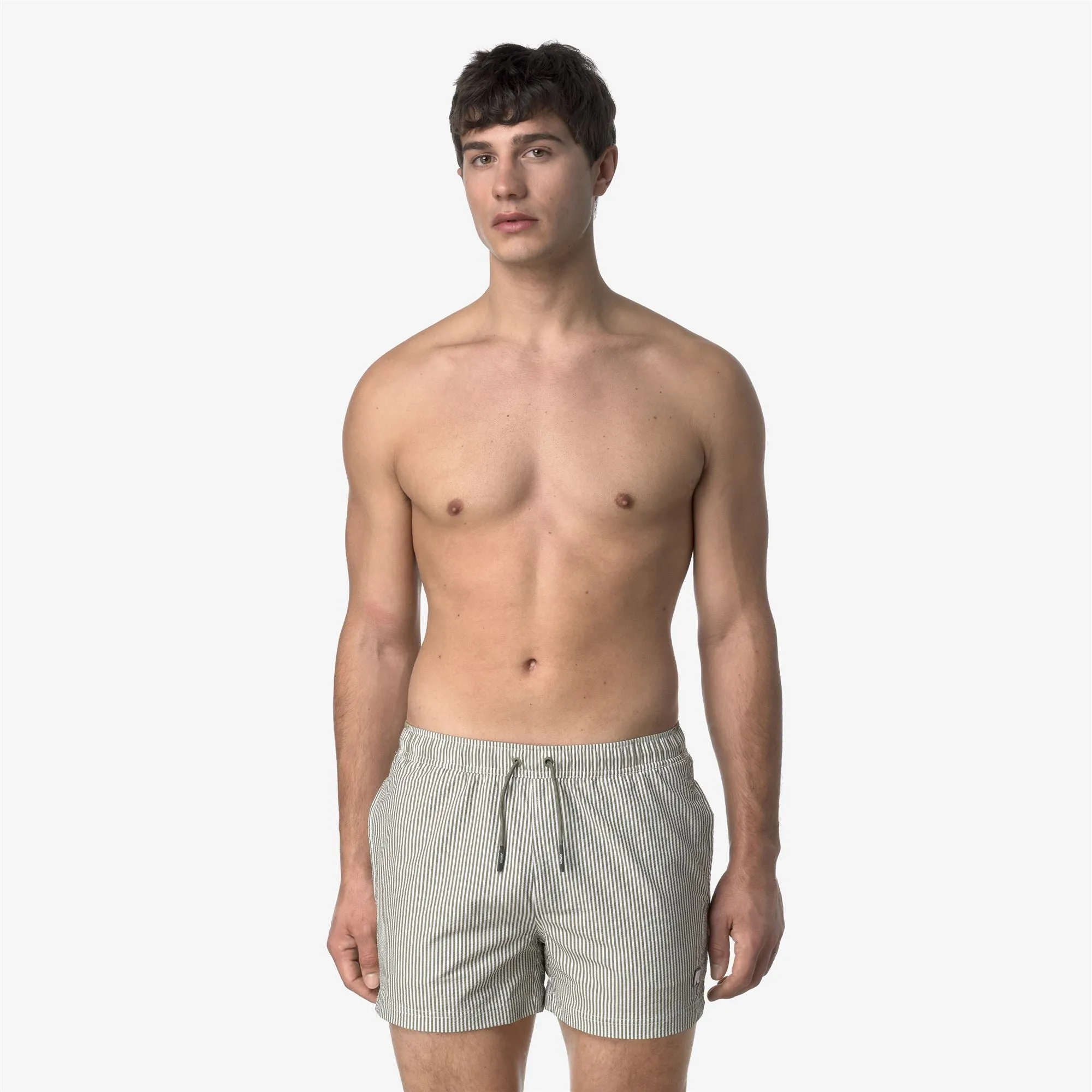 HAZEL MID STRIPES BEACH - Bathing Suits - Swimming Trunks - Man - White-Green Lichen sold by K-Way product image thumbnail 3