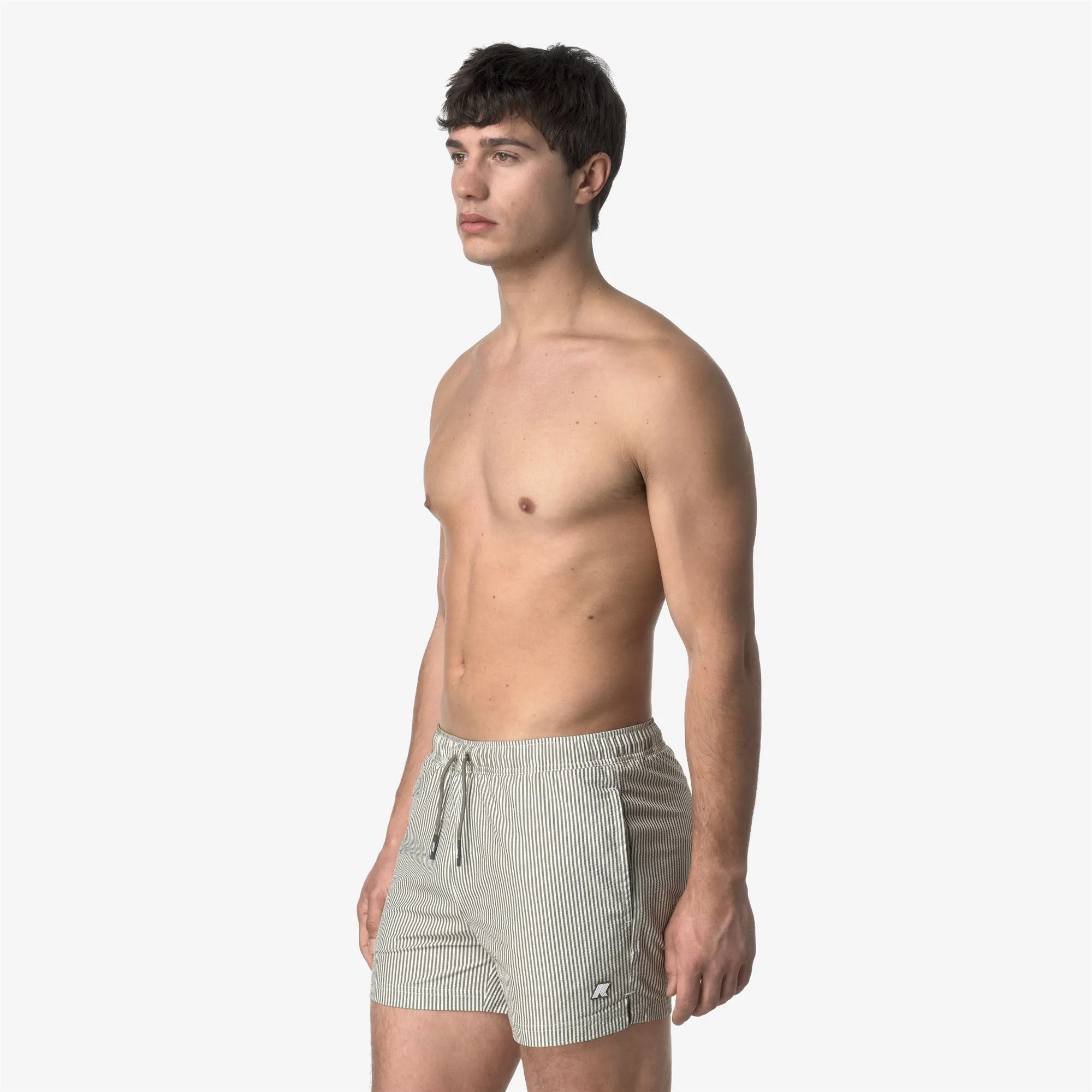 HAZEL MID STRIPES BEACH - Bathing Suits - Swimming Trunks - Man - White-Green Lichen sold by K-Way product image thumbnail 4