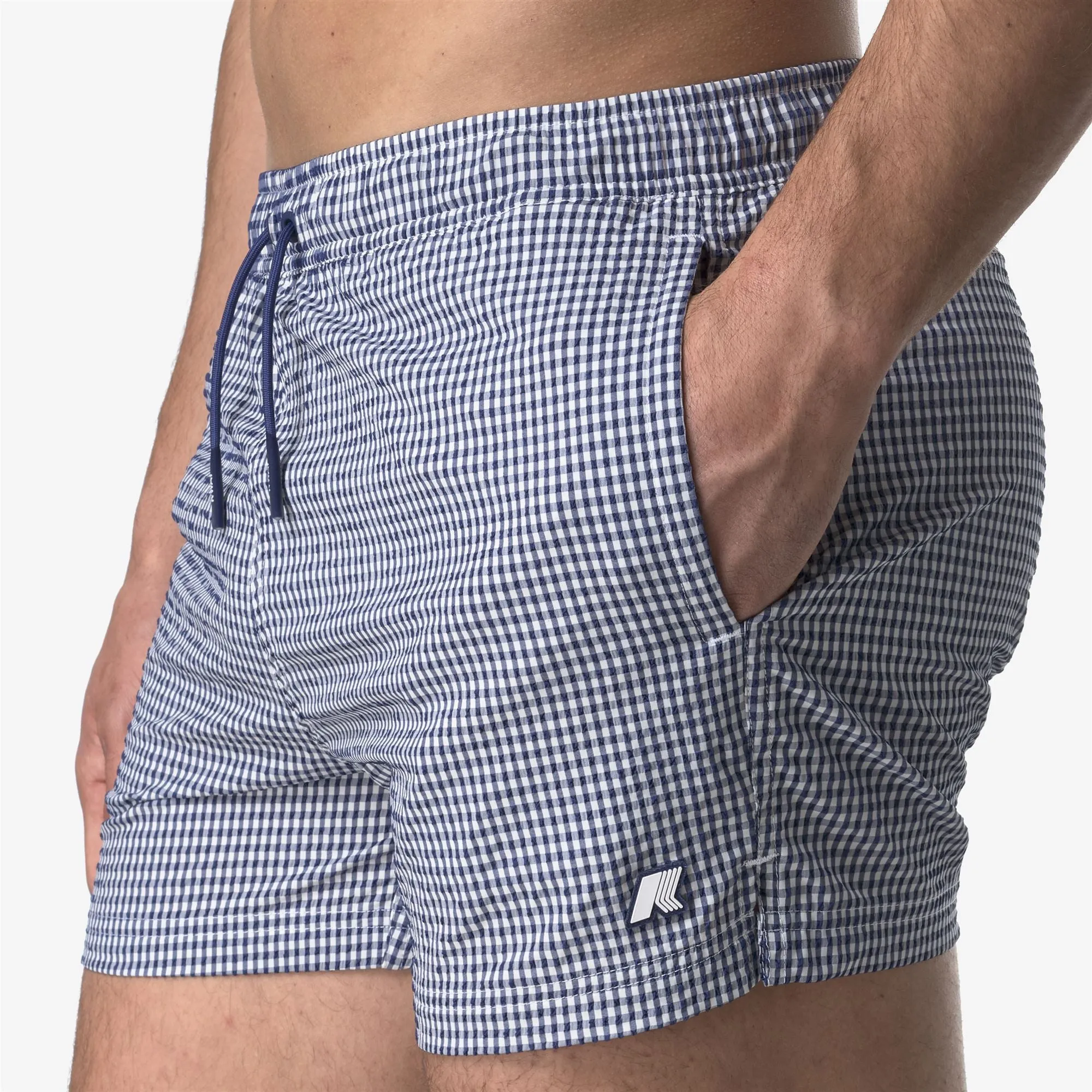 HAZEL CHECK BEACH - Bathing Suits - Swimming Trunks - MAN - WHITE-BLUE DEEP COBALT sold by K-Way product image thumbnail 2