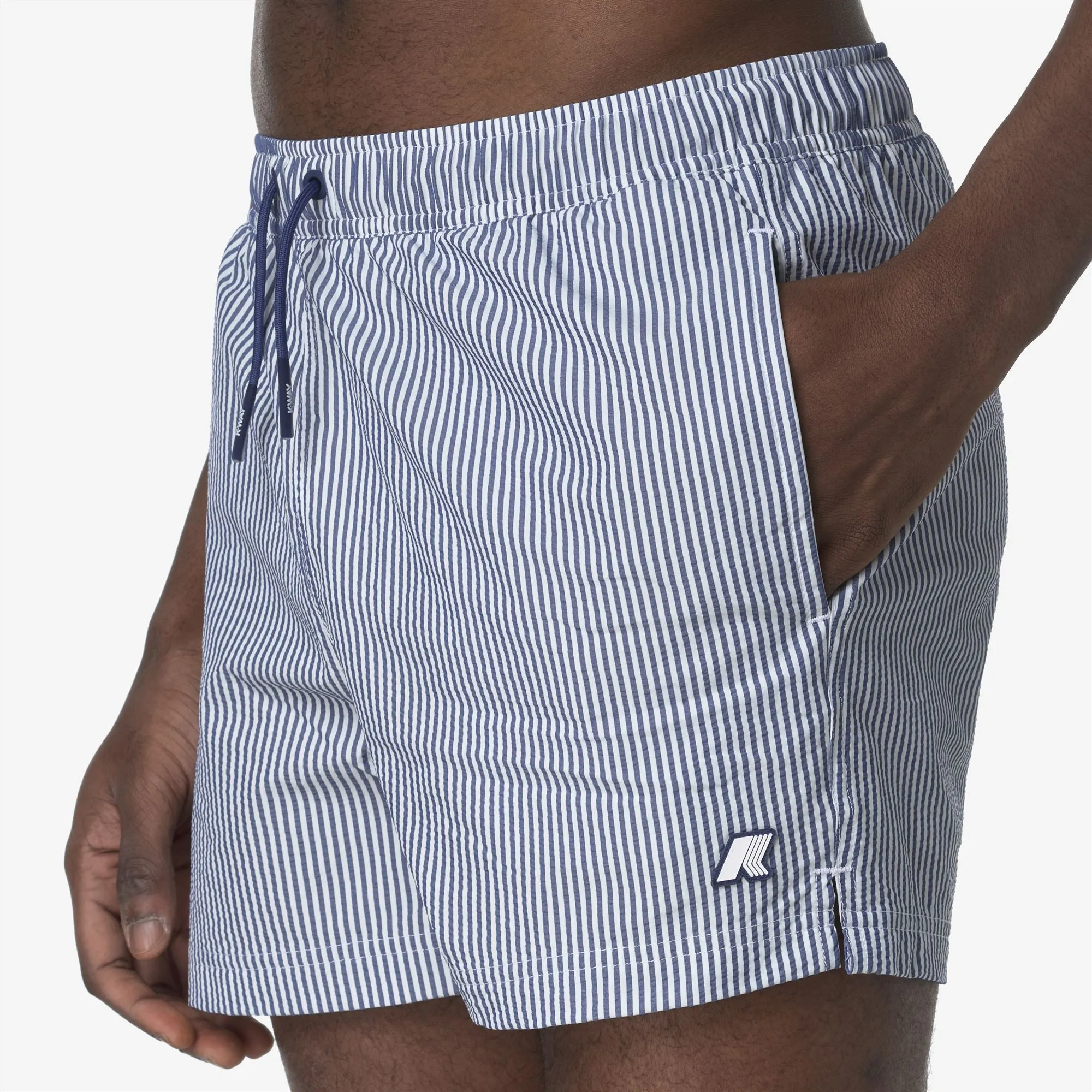 HAZEL MID STRIPES BEACH - Bathing Suits - Swimming Trunks - MAN - WHITE-BLUE DEEP COBALT sold by K-Way product image thumbnail 2