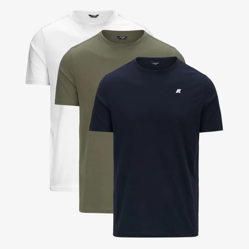 ODOM ROUND SLEEVES THREE PACK - T-ShirtsTop - T-Shirt - MAN - BLUE DEPTH-GREEN LICHEN-WHITE sold by K-Way