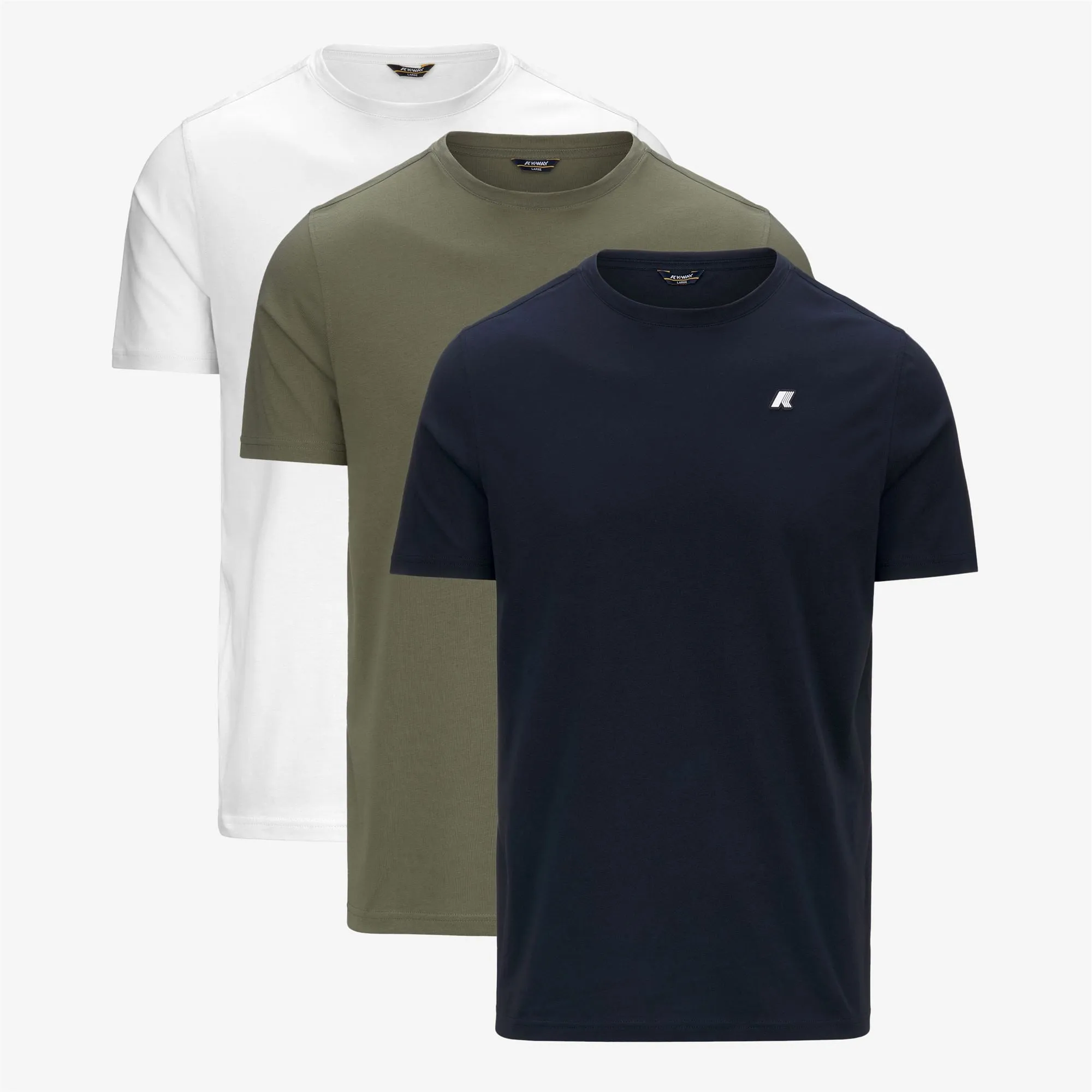 ODOM ROUND SLEEVES THREE PACK - T-ShirtsTop - T-Shirt - MAN - BLUE DEPTH-GREEN LICHEN-WHITE sold by K-Way