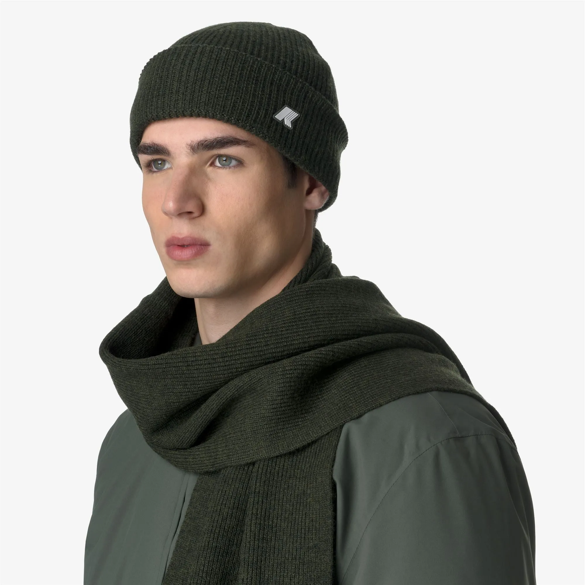 BRICE CARDIGAN STITCH WOOL - Headwear - Hat - Unisex - Green Blackish Melange sold by K-Way product image thumbnail 2