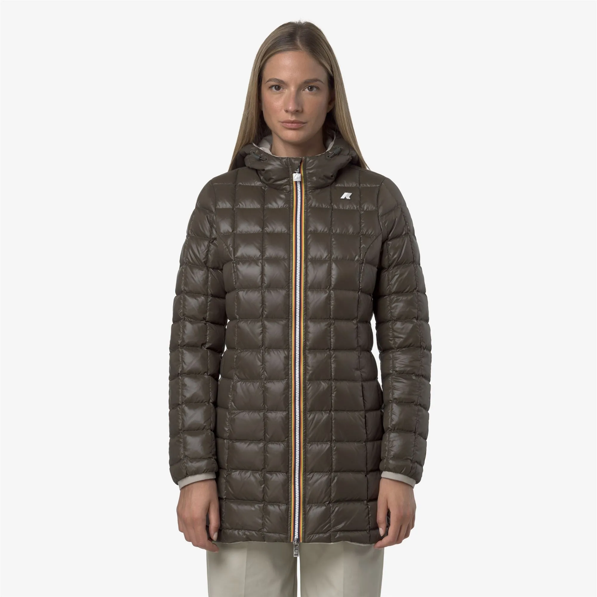 DENISE ST THERMO DOUBLE - Jackets - 3/4 Length - Woman - Beige Cashmere-Black Olive sold by K-Way product image thumbnail 3