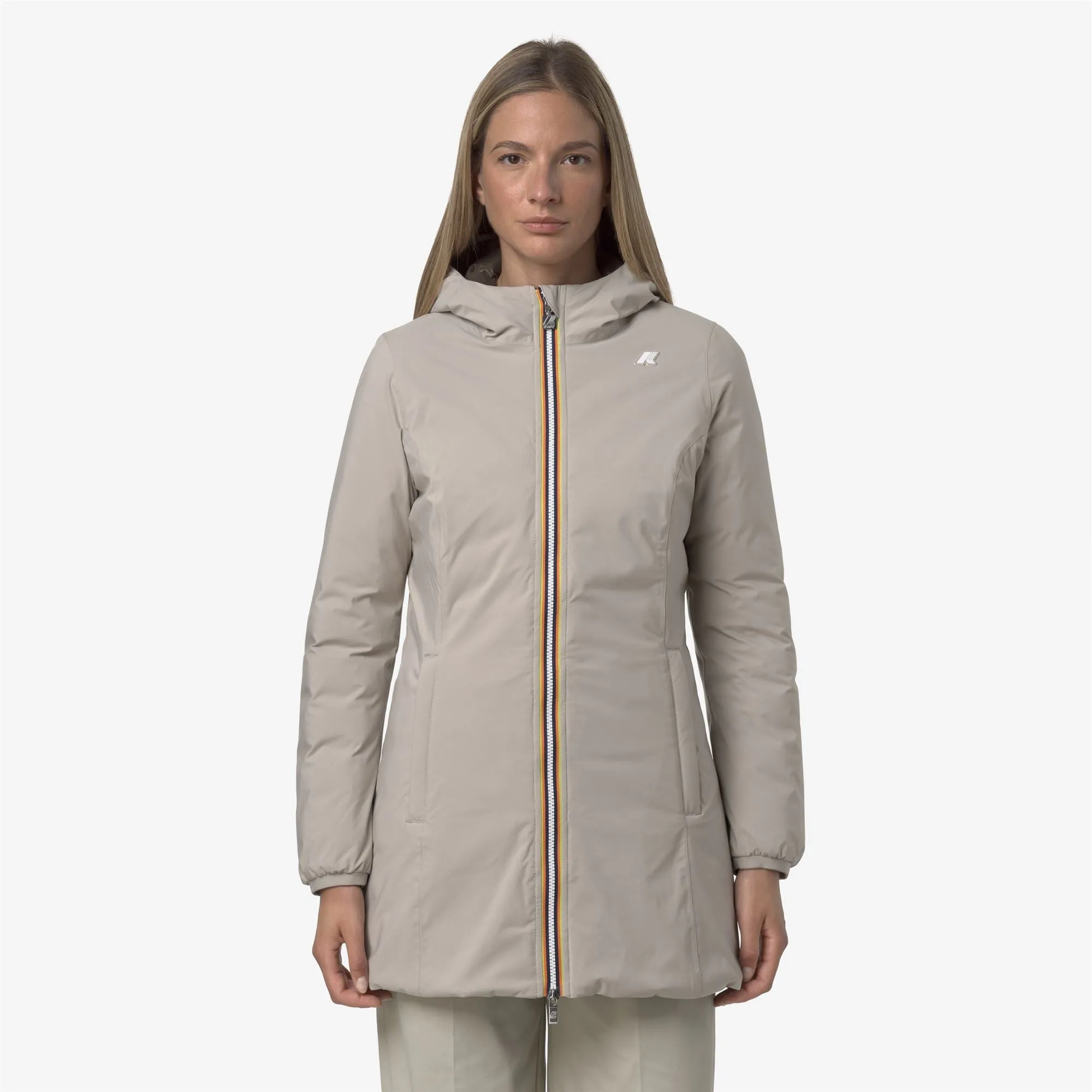 DENISE ST THERMO DOUBLE - Jackets - 3/4 Length - Woman - Beige Cashmere-Black Olive sold by K-Way product image thumbnail 4