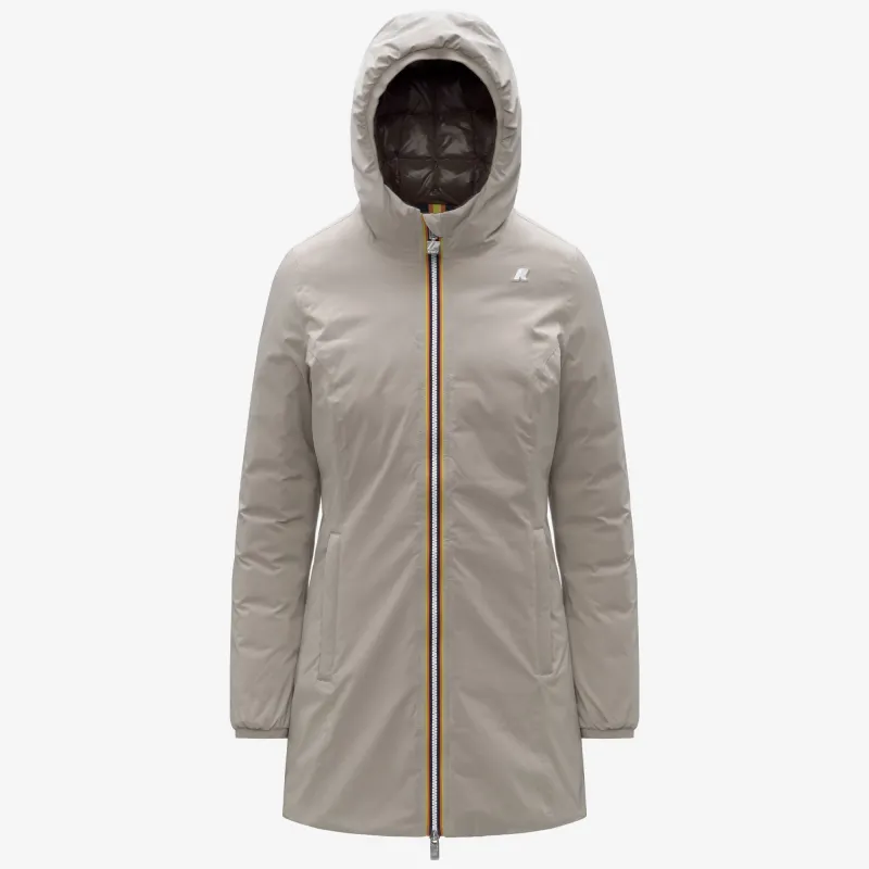 DENISE ST THERMO DOUBLE - Jackets - 3/4 Length - Woman - Beige Cashmere-Black Olive made by K-Way