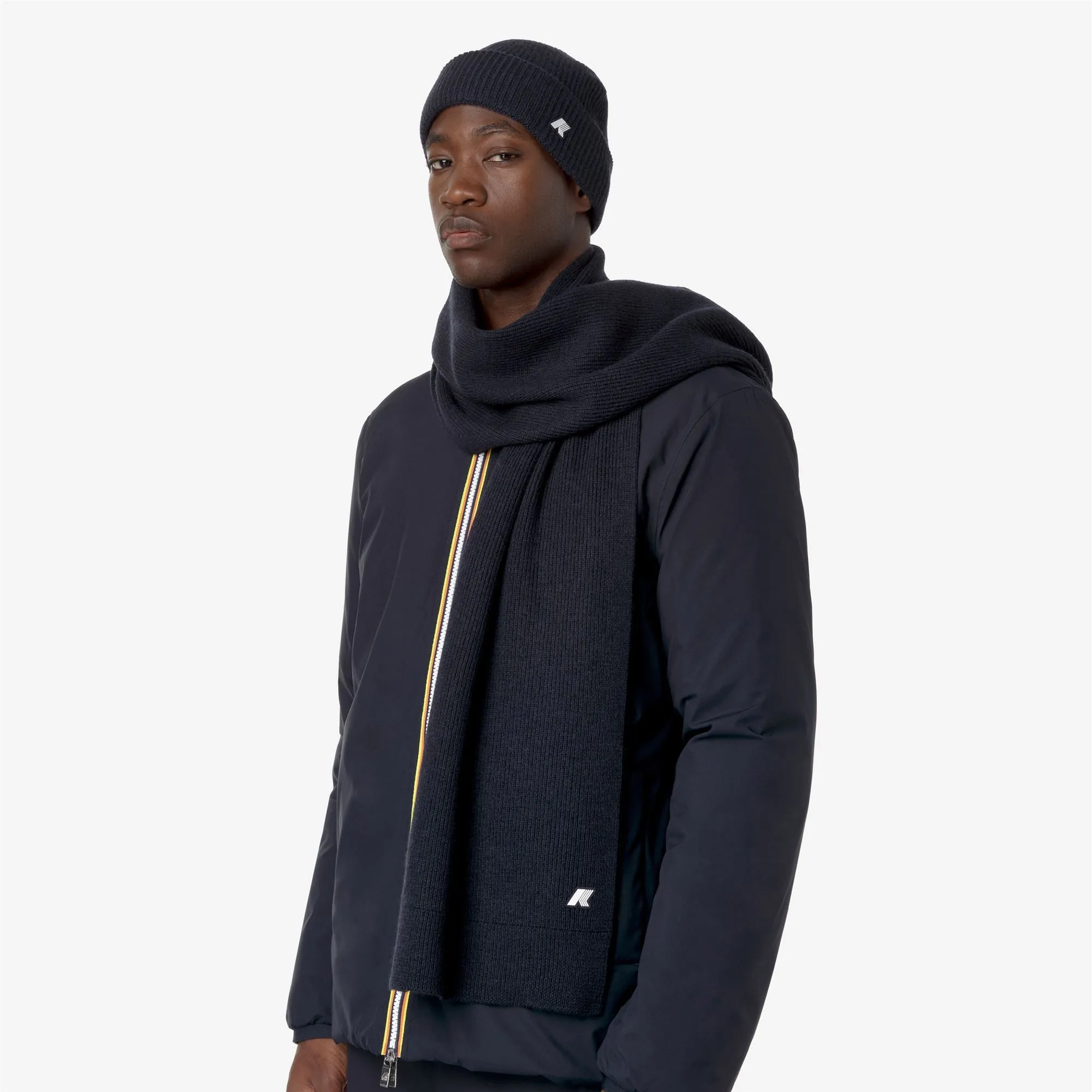 ETIENNE CARDIGAN STITCH WOOL - Scarves - SCARF - UNISEX - Blue Depth Melange sold by K-Way product image thumbnail 2