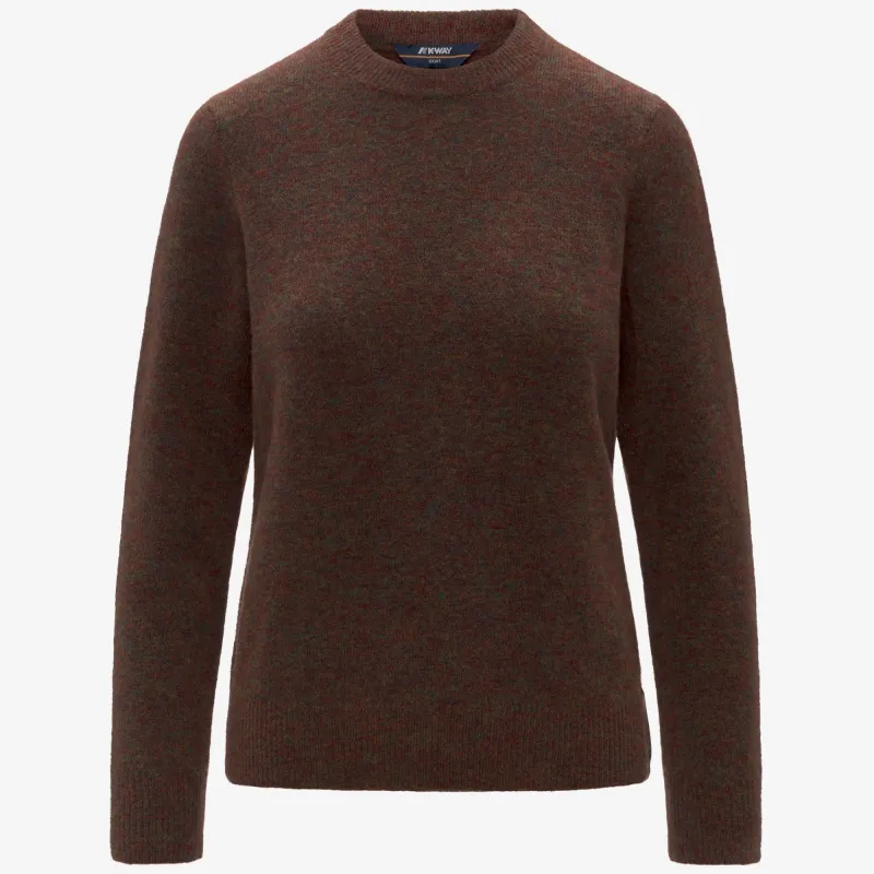 CLARISSE WOOL STRETCH - Knitwear - Pull Over - Woman - Brown Coffee Mix made by K-Way