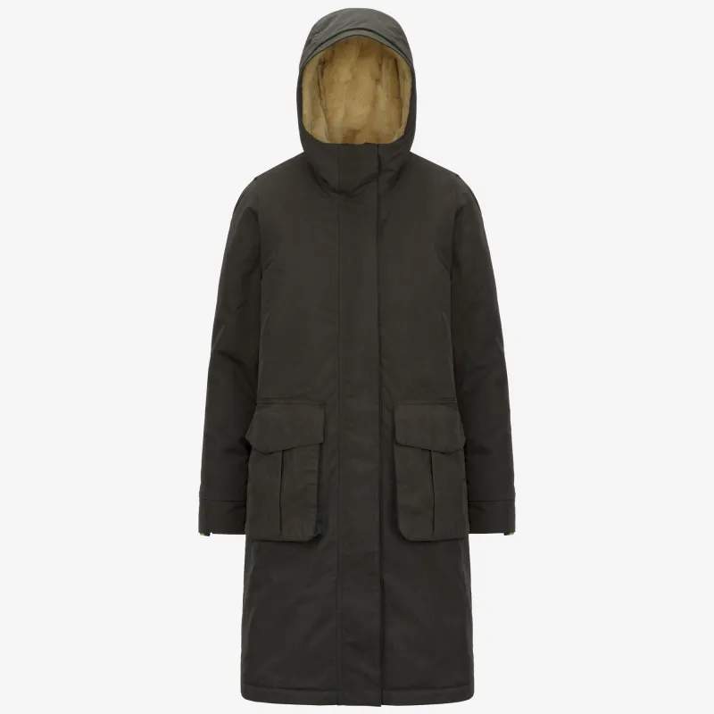 BRUNIL COTTON FEEL - Jackets - Long - Woman - Green Blackish-Green Blackish FUR made by K-Way