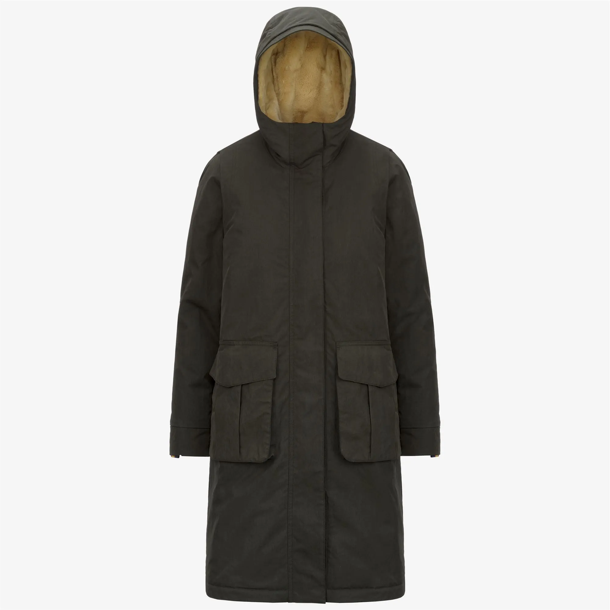 BRUNIL COTTON FEEL - Jackets - Long - Woman - Green Blackish-Green Blackish FUR sold by K-Way