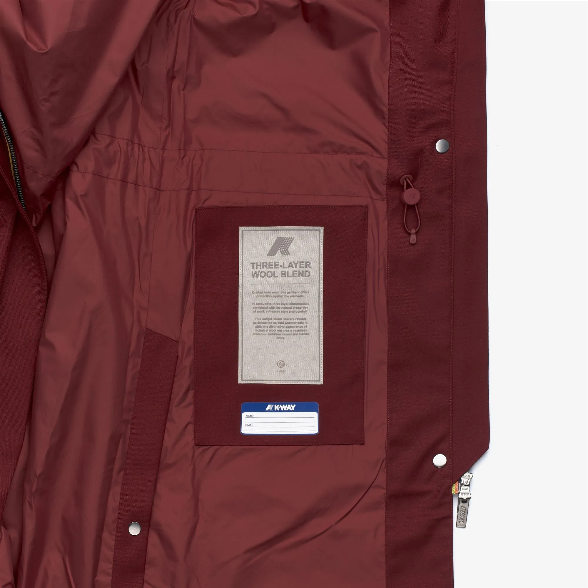 ELLA WOOL NYLON MIX - Jackets - Long - Woman - Red Syrah Combo-Red Syrah sold by K-Way product image thumbnail 2