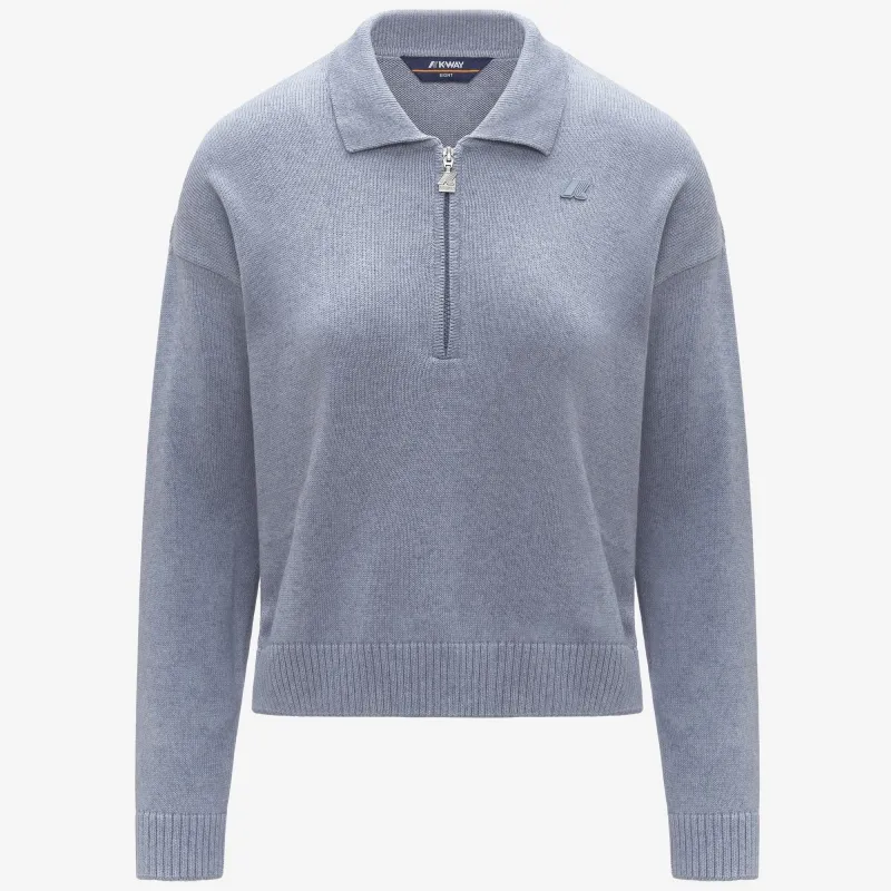 GRAMARNIER COTTON CASHMERE AF - Knitwear - Pull Over - Woman - Azure Mel-AZURE BLIZZARD made by K-Way