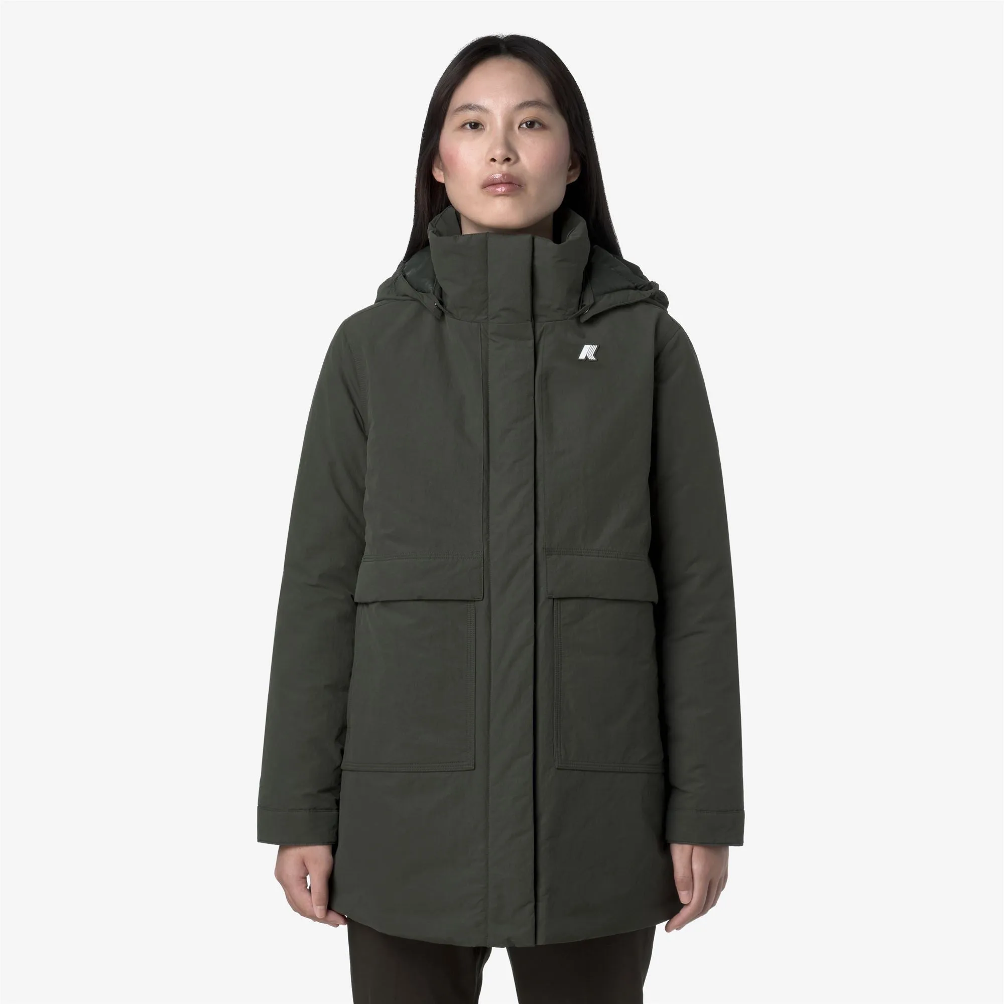KALIMA WARM COTTON NYLON - Jackets - 3/4 Length - Woman - GREEN BLACKISH sold by K-Way product image thumbnail 4