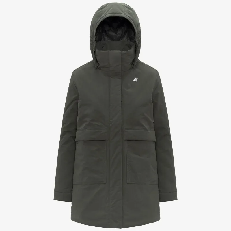 KALIMA WARM COTTON NYLON - Jackets - 3/4 Length - Woman - GREEN BLACKISH made by K-Way
