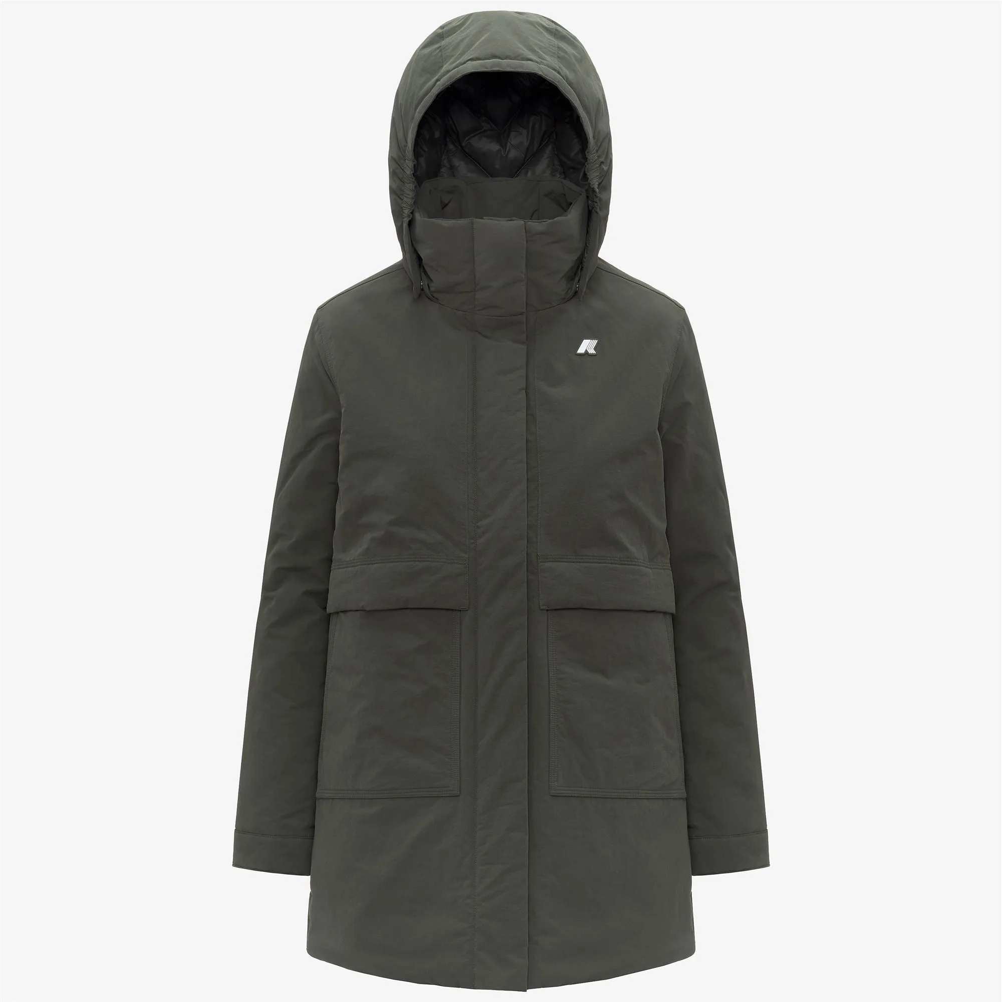 KALIMA WARM COTTON NYLON - Jackets - 3/4 Length - Woman - GREEN BLACKISH sold by K-Way